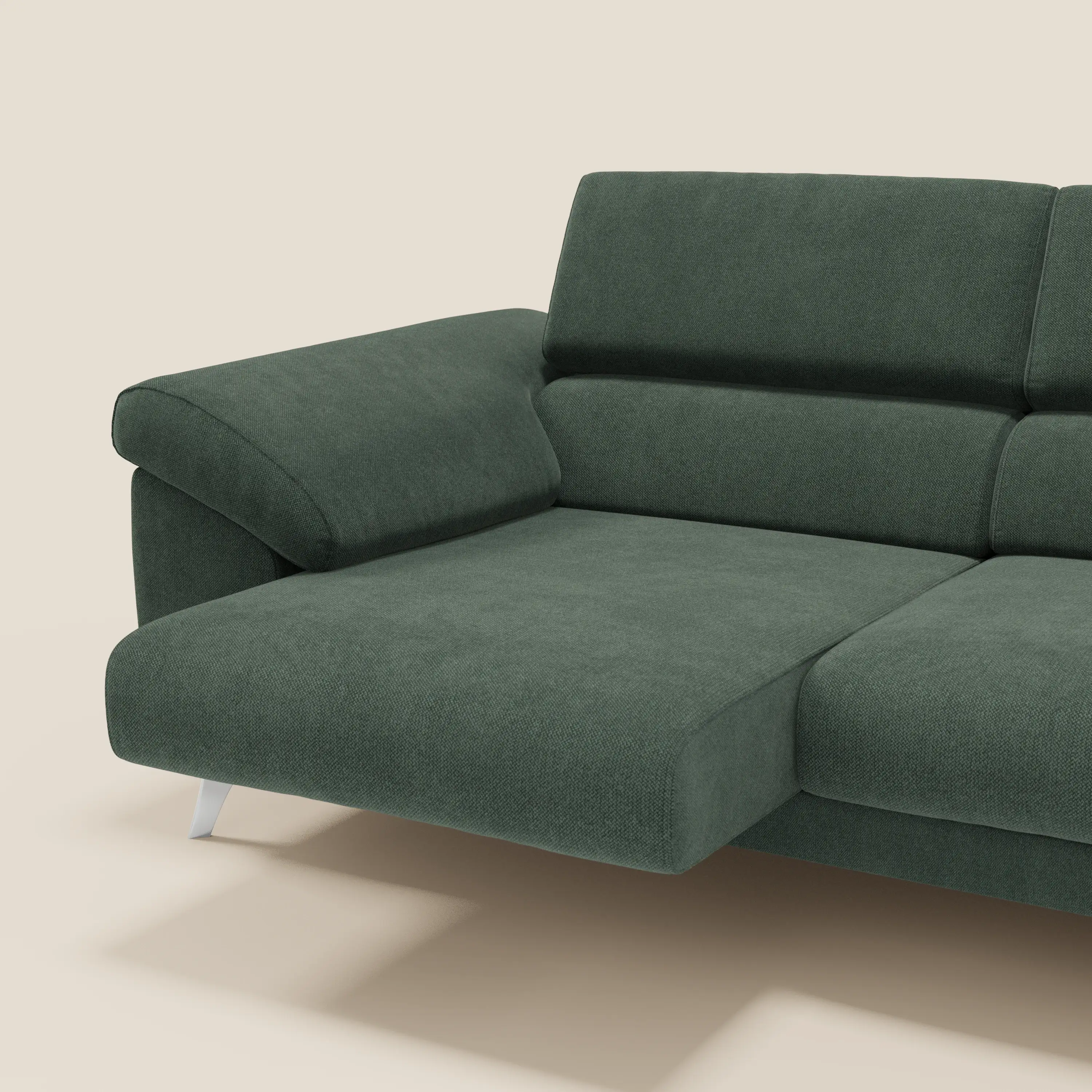 Donatello Canapé avec assises extensibles accoudoirs avec coffre et têtières inclinables en tissu détachable T23 vert - Image 4