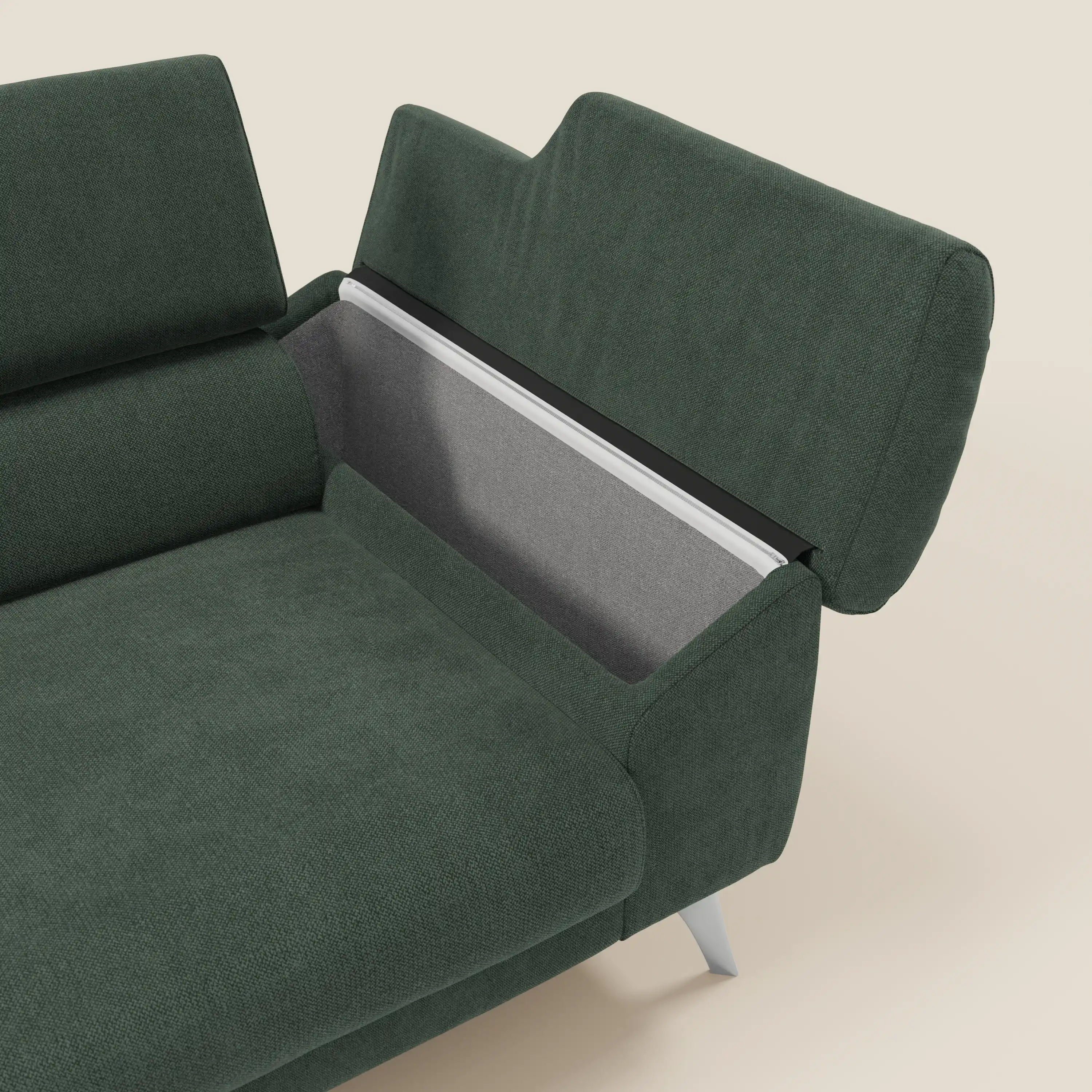 Donatello Canapé avec assises extensibles accoudoirs avec coffre et têtières inclinables en tissu détachable T23 vert - Image 5