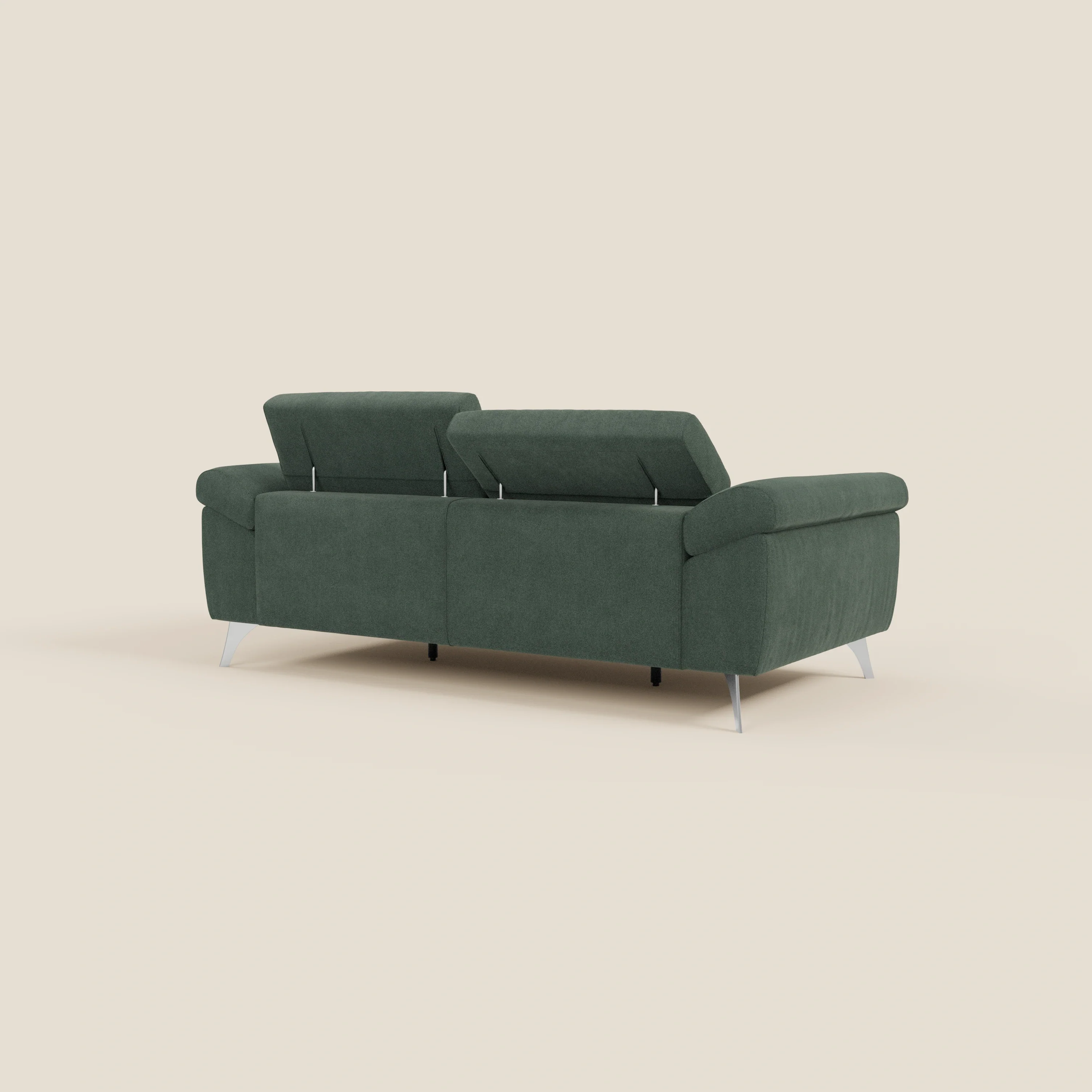 Donatello Canapé avec assises extensibles accoudoirs avec coffre et têtières inclinables en tissu détachable T23 vert - Image 7