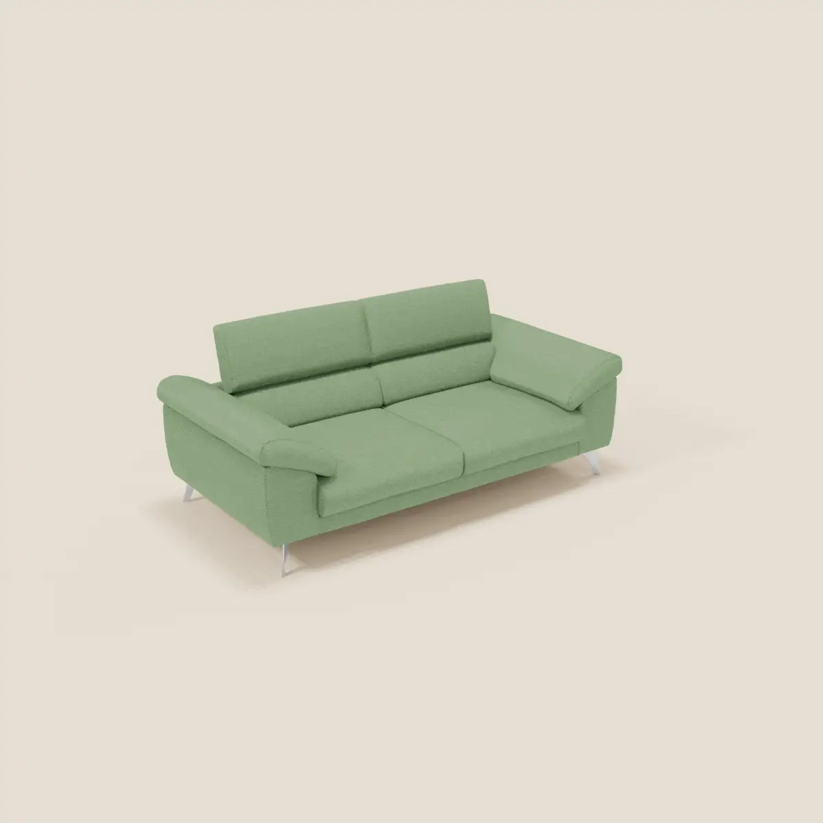 Donatello CanapĂ© avec assises extensibles accoudoirs avec coffre et tĂȘtiĂšres inclinables en tissu dĂ©tachable T23 vert menthe