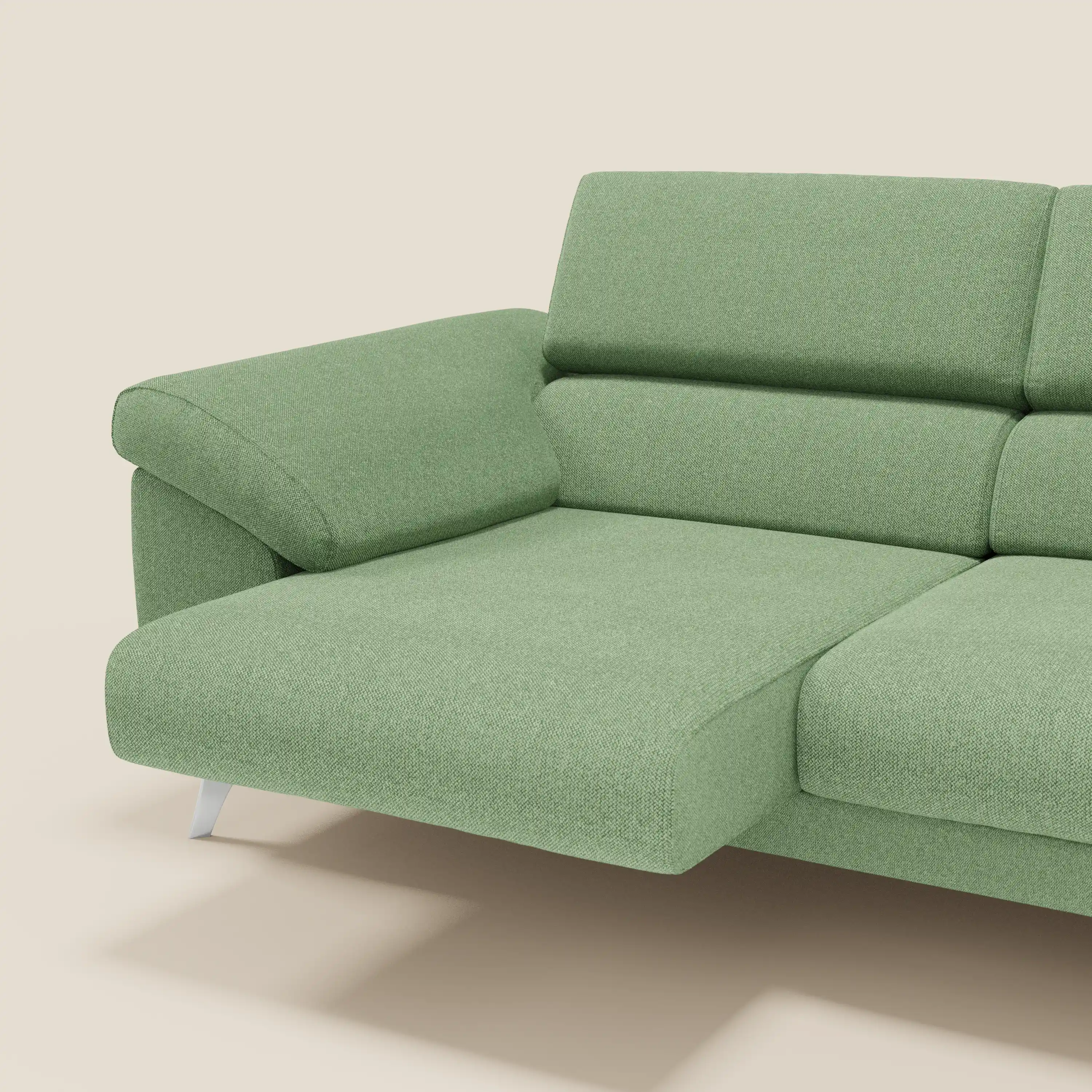 Donatello CanapĂ© avec assises extensibles accoudoirs avec coffre et tĂȘtiĂšres inclinables en tissu dĂ©tachable T23 vert menthe - Image 6