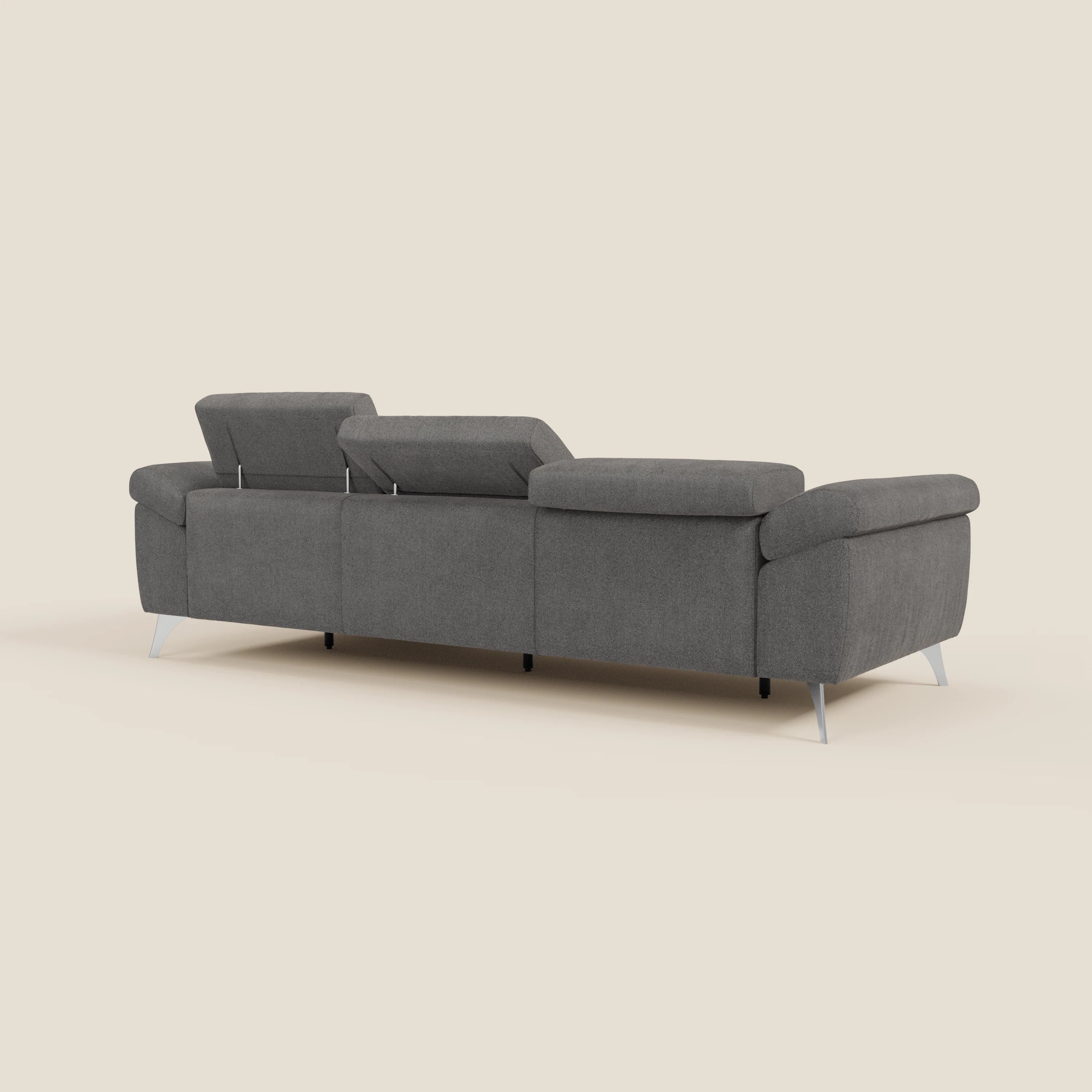 Donatello Canapé d'angle avec assises extensibles accoudoirs avec coffre et têtières en tissu détachable T23 anthracite - Image 7