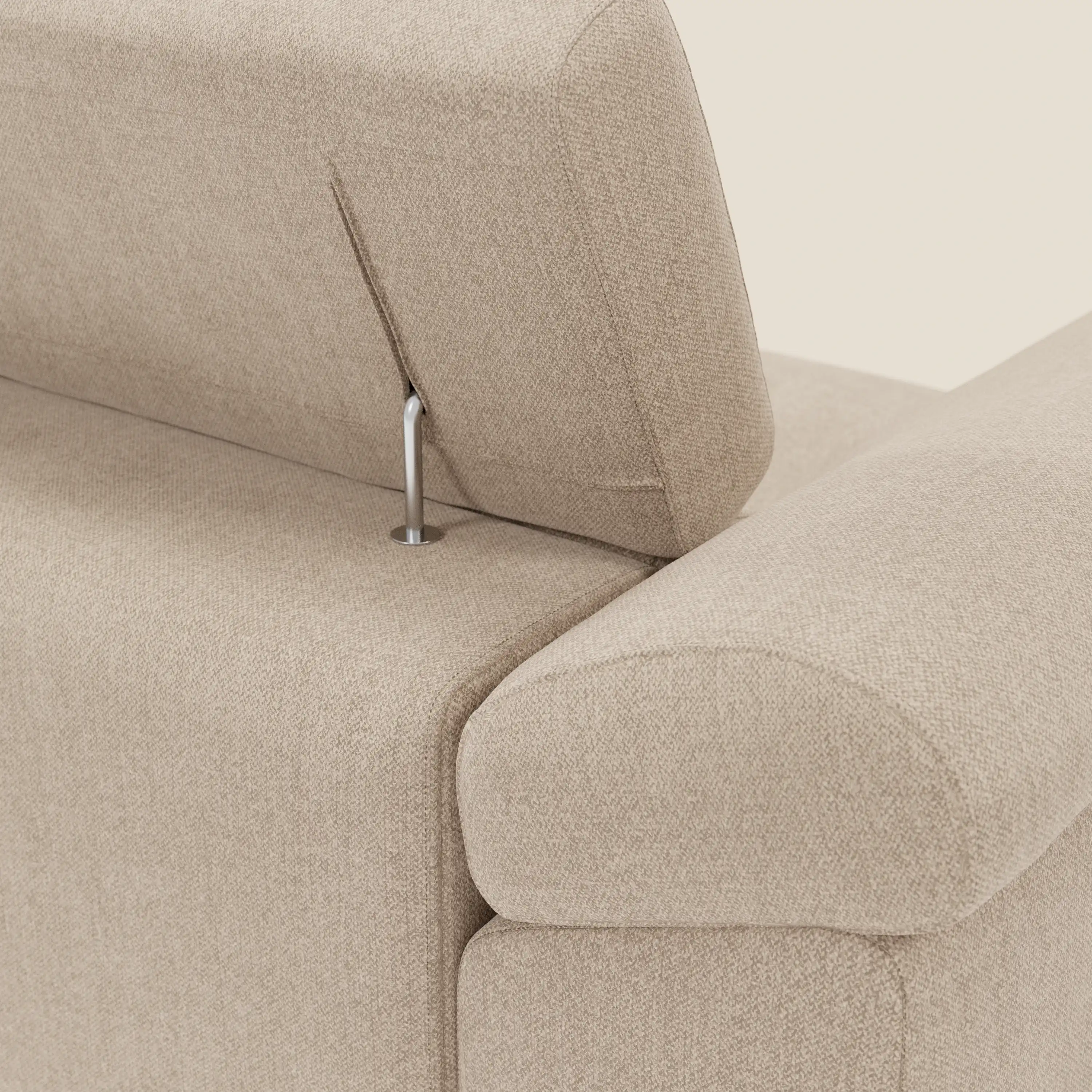 Donatello Canapé d'angle avec assises extensibles accoudoirs avec coffre et têtières en tissu détachable T23 beige - Image 13
