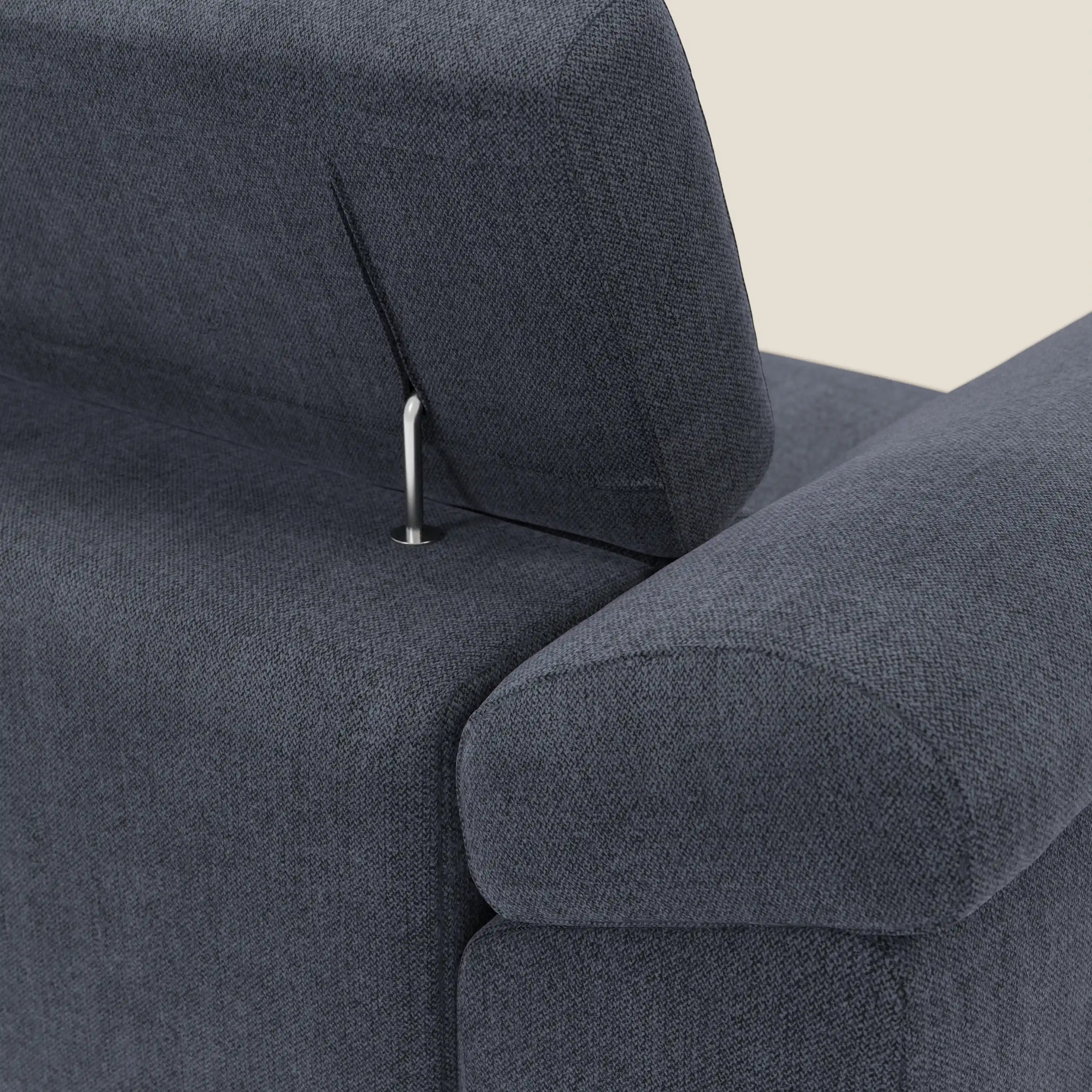 Donatello Canapé d'angle avec assises extensibles accoudoirs avec coffre et têtières en tissu détachable T23 bleu ardoise - Image 9
