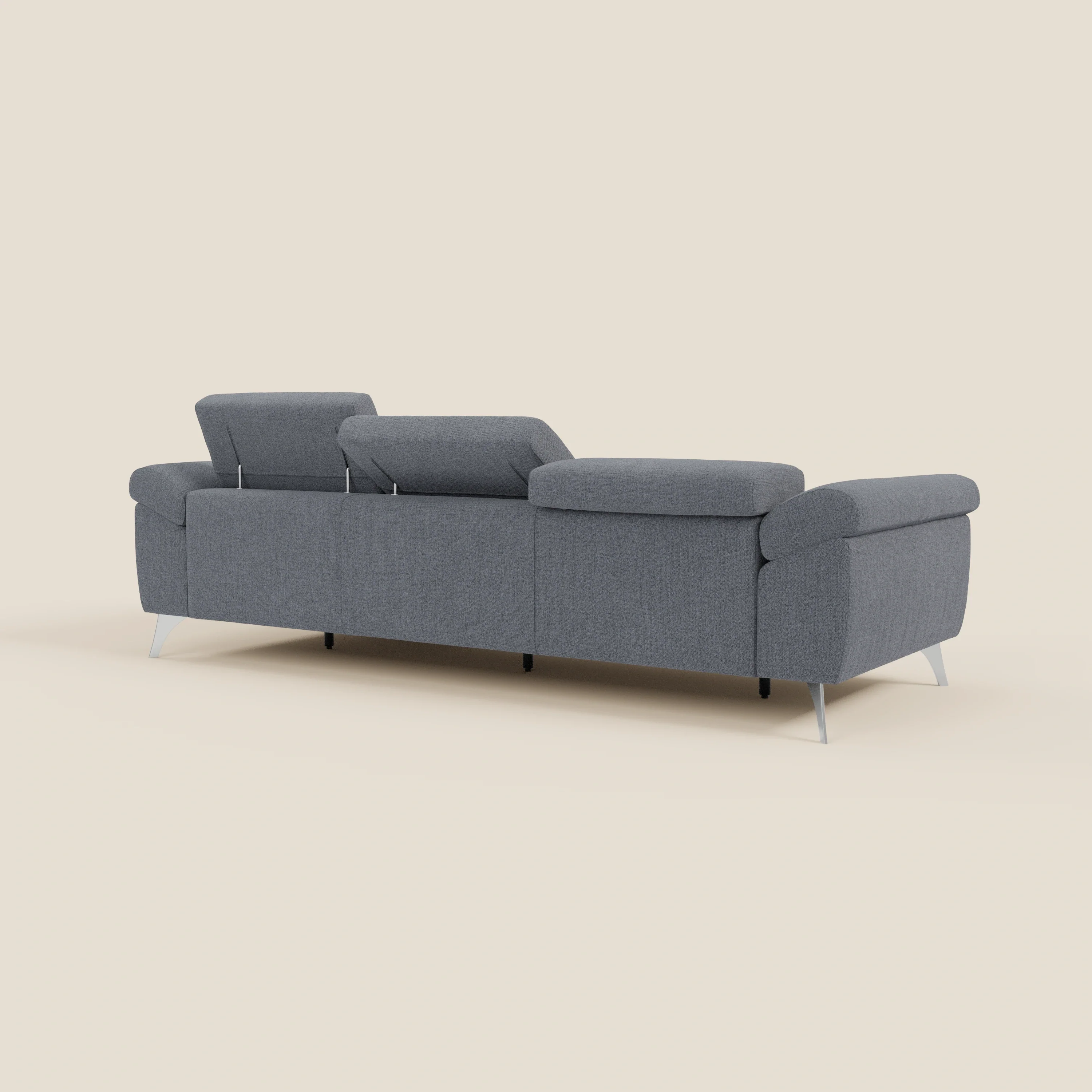 Donatello Canapé d'angle avec assises extensibles accoudoirs avec coffre et têtières en tissu détachable T23 bleu graphite - Image 7