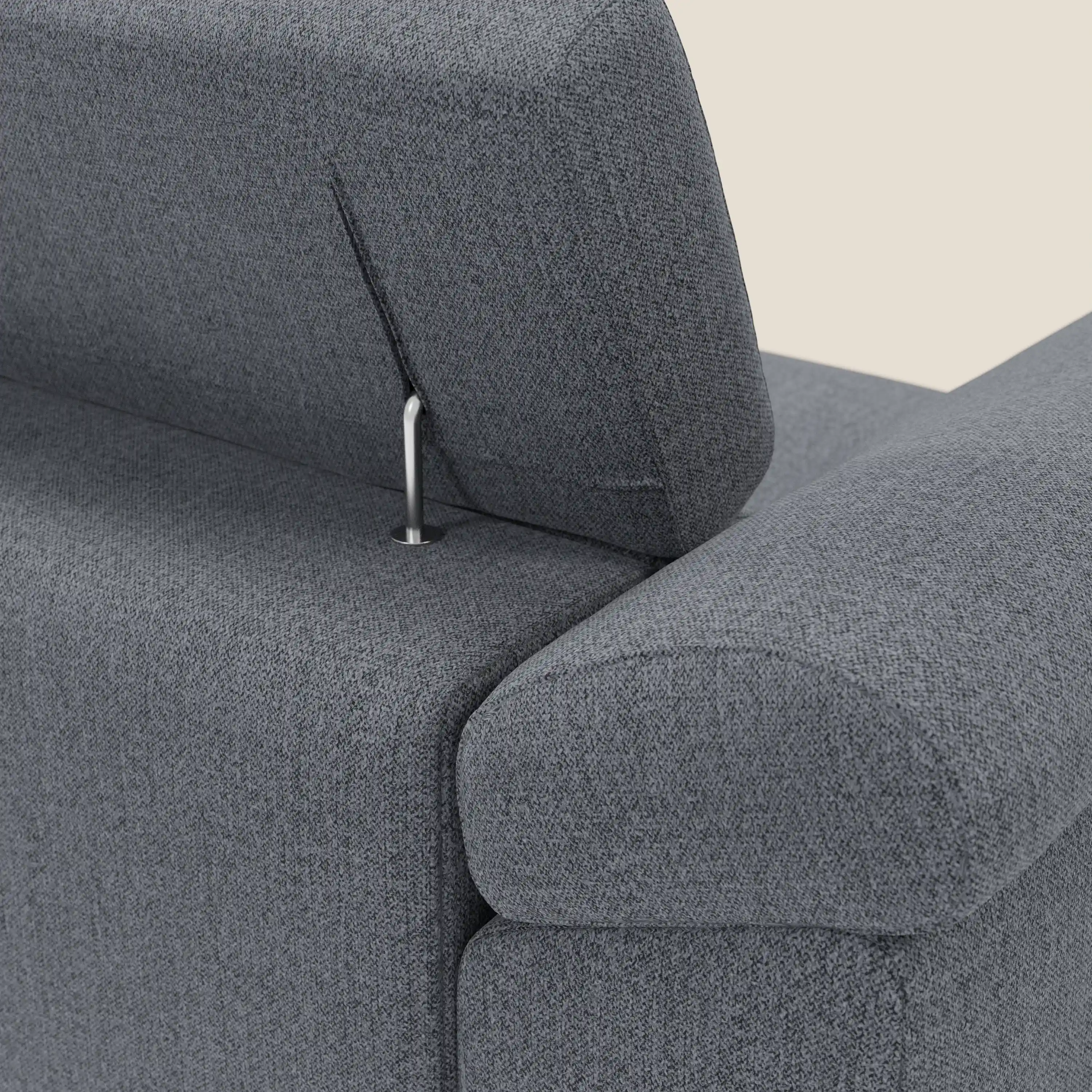 Donatello Canapé d'angle avec assises extensibles accoudoirs avec coffre et têtières en tissu détachable T23 bleu graphite - Image 9