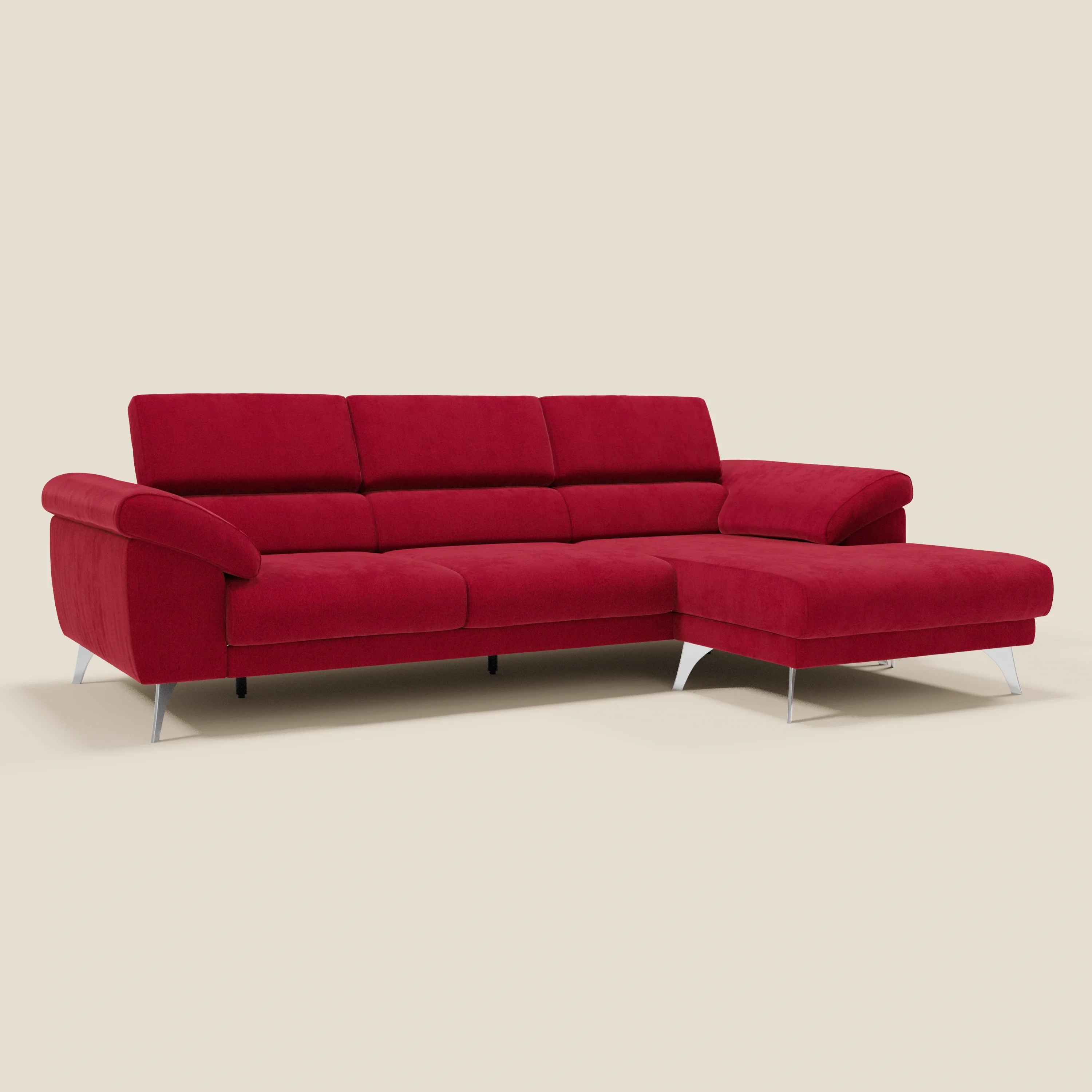 Donatello Canapé d'angle avec assises extensibles accoudoirs avec coffre et têtières en tissu détachable T23 bordeaux - Image 3