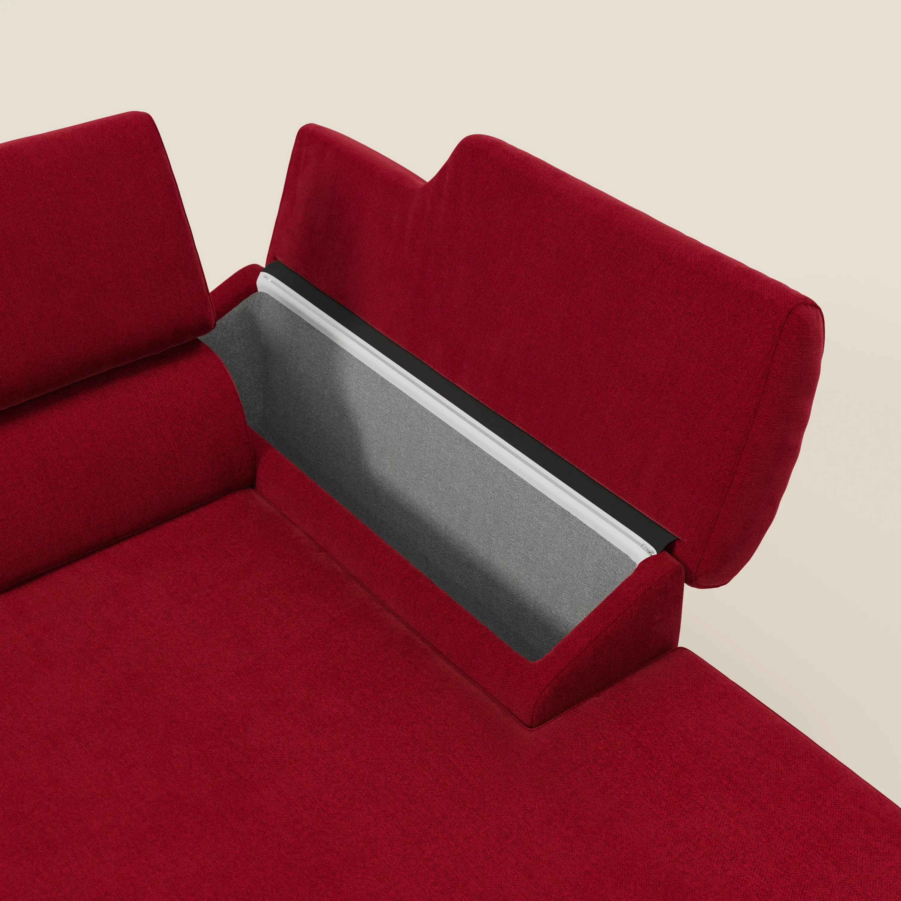 Donatello Canapé d'angle avec assises extensibles accoudoirs avec coffre et têtières en tissu détachable T23 bordeaux - Image 5