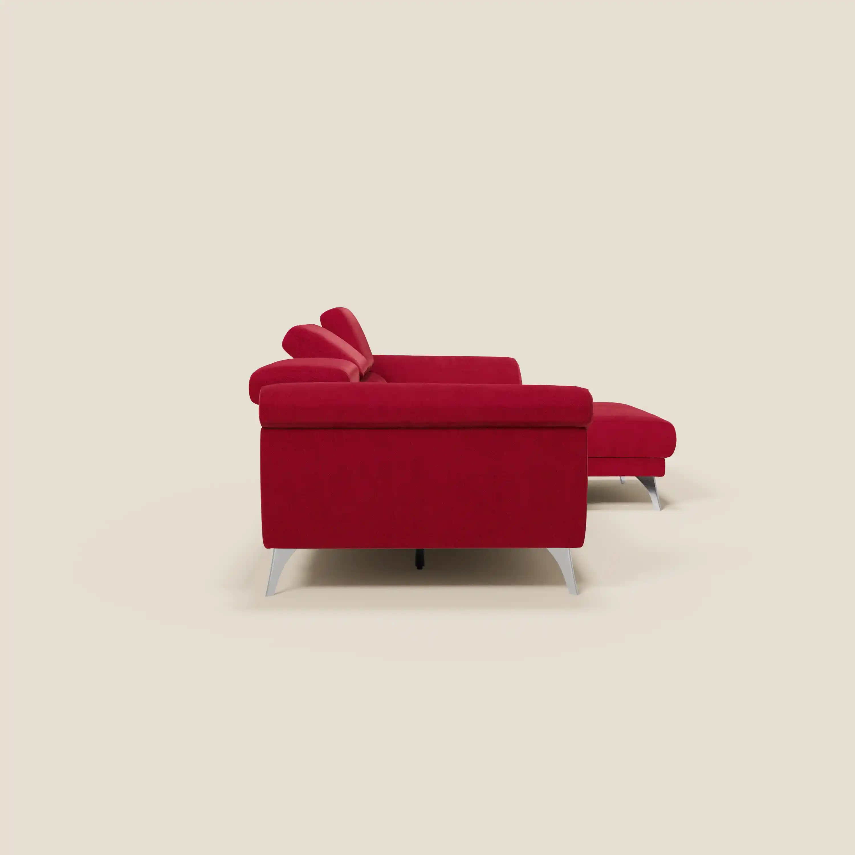 Donatello Canapé d'angle avec assises extensibles accoudoirs avec coffre et têtières en tissu détachable T23 bordeaux - Image 6