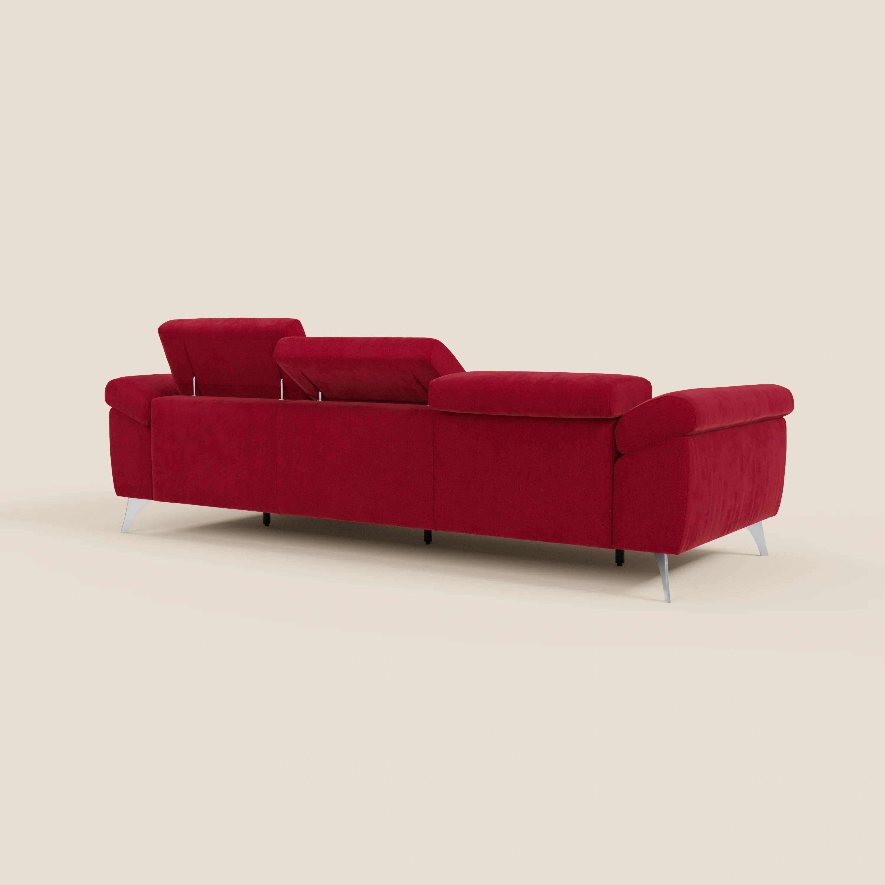 Donatello Canapé d'angle avec assises extensibles accoudoirs avec coffre et têtières en tissu détachable T23 bordeaux - Image 7