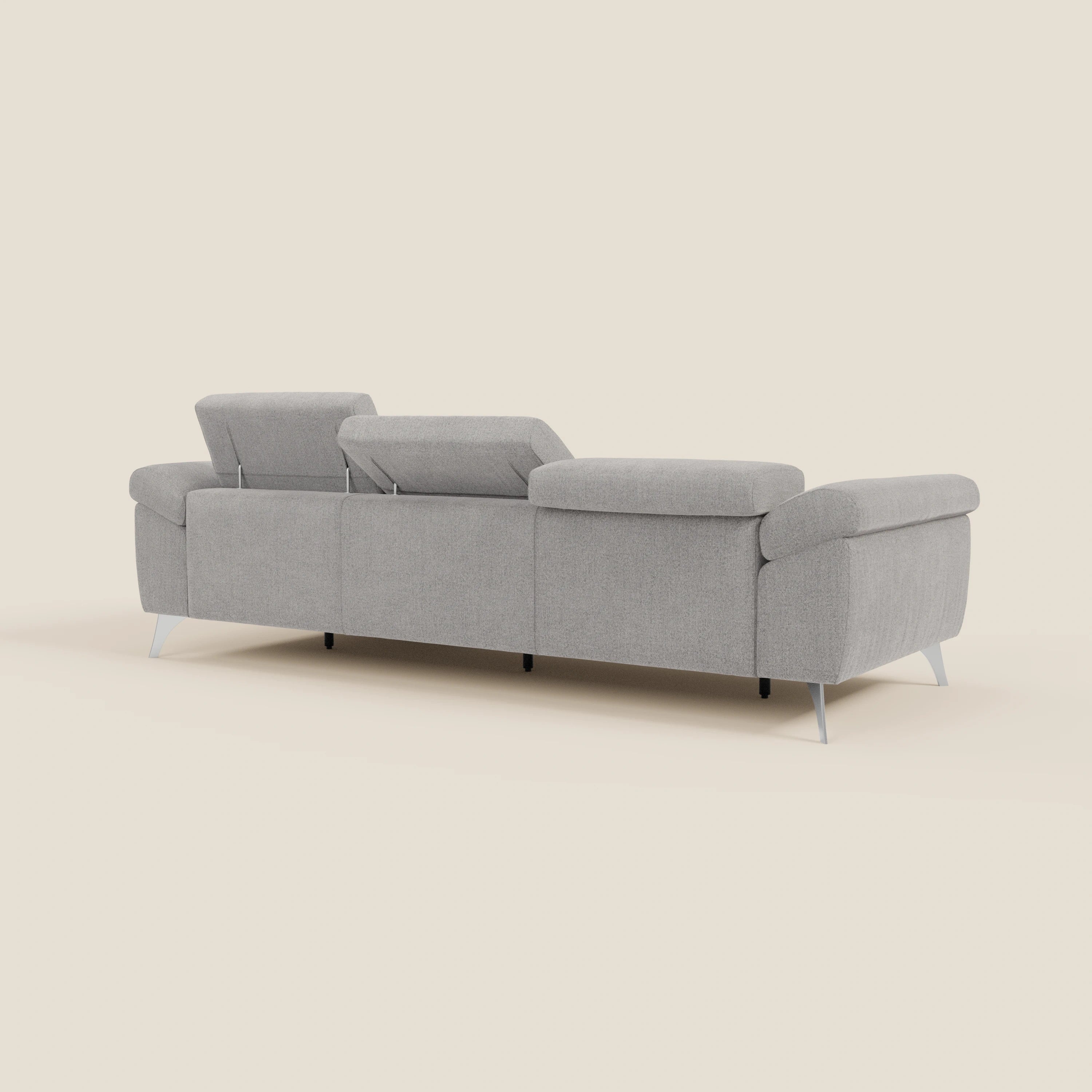 Donatello Canapé d'angle avec assises extensibles accoudoirs avec coffre et têtières en tissu détachable T23 gris - Image 7