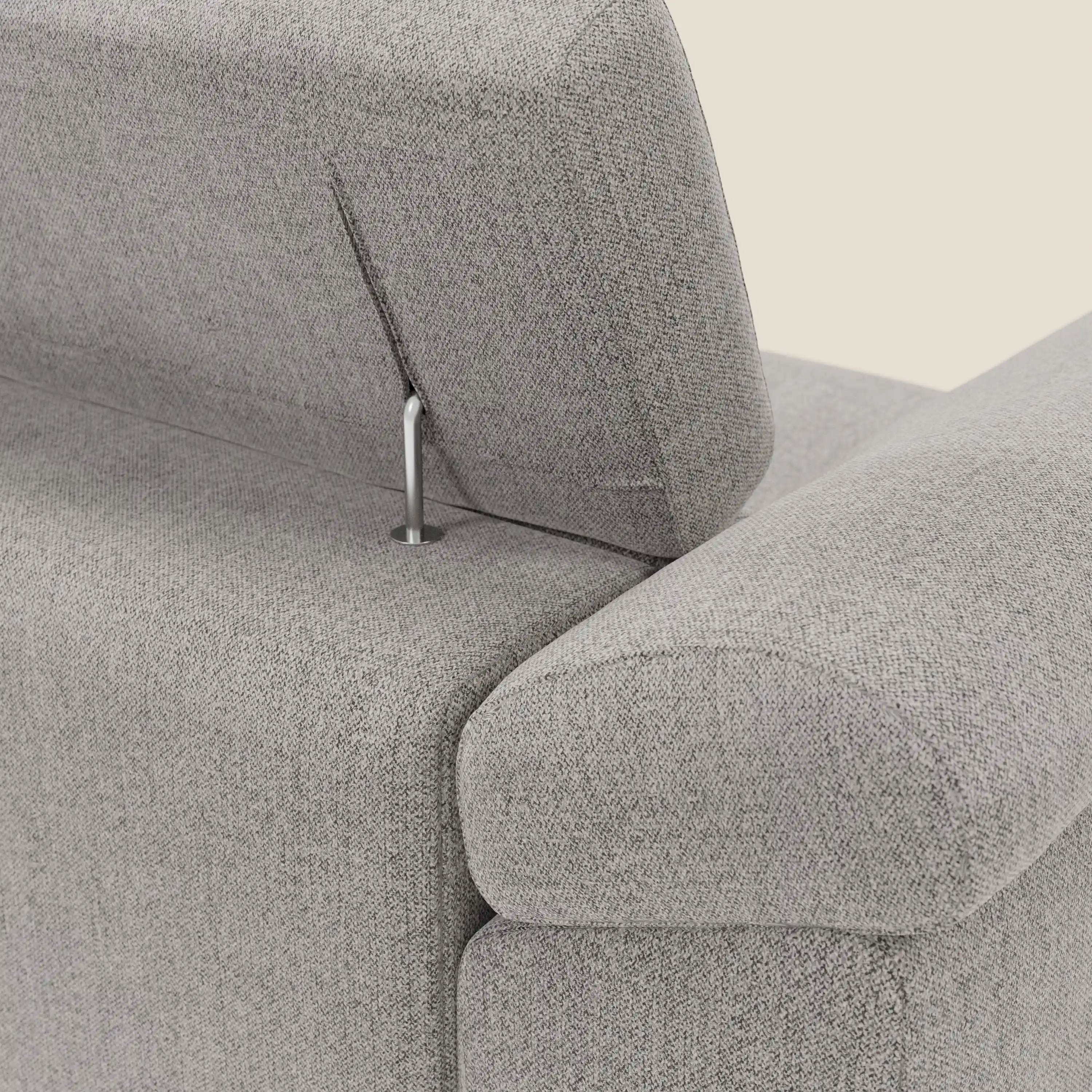 Donatello Canapé d'angle avec assises extensibles accoudoirs avec coffre et têtières en tissu détachable T23 gris - Image 9