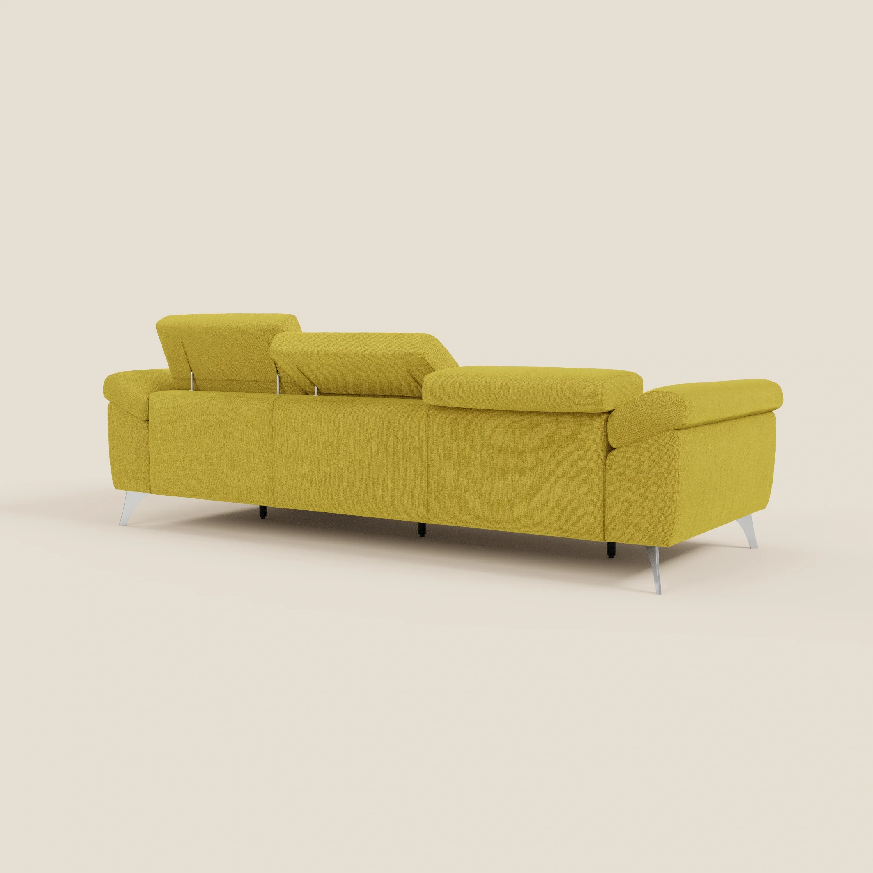 Donatello Canapé d'angle avec assises extensibles accoudoirs avec coffre et têtières en tissu détachable T23 jaune soleil - Image 7