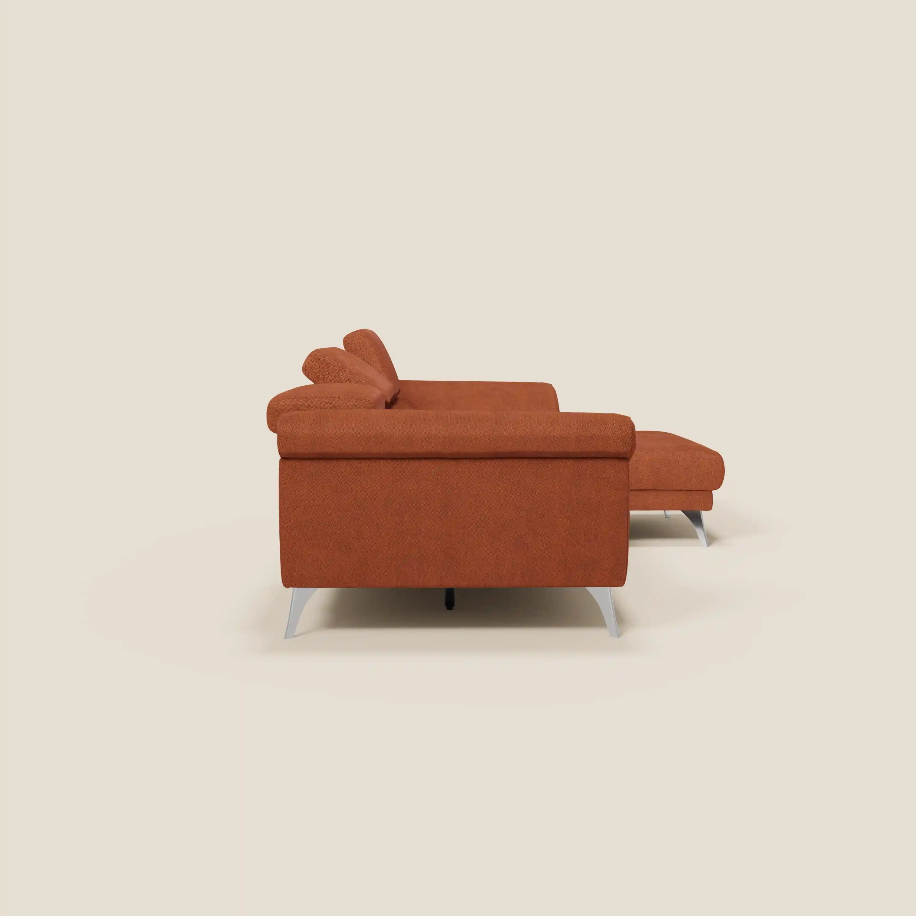 Donatello Canapé d'angle avec assises extensibles accoudoirs avec coffre et têtières en tissu détachable T23  orange rouille - Image 6