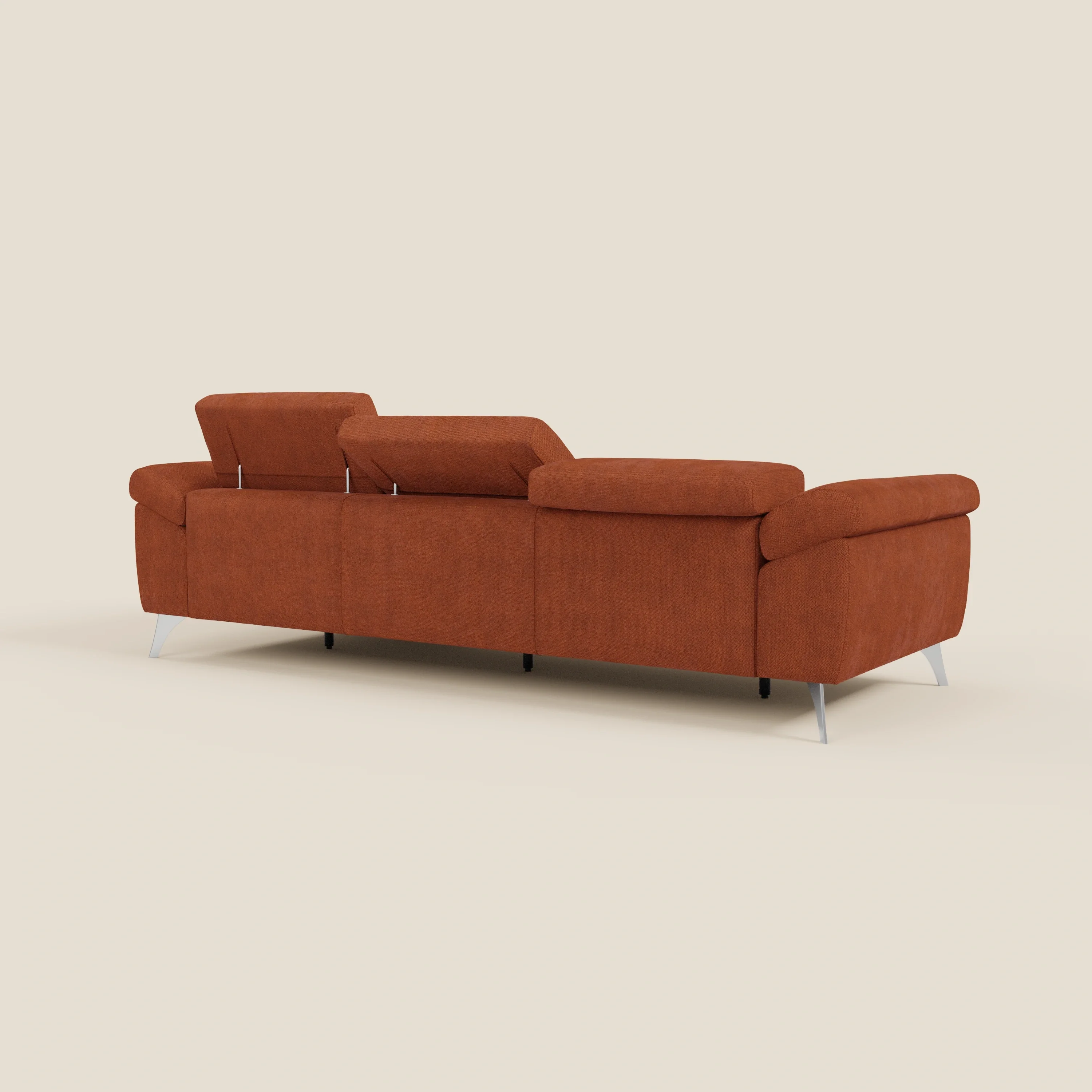 Donatello Canapé d'angle avec assises extensibles accoudoirs avec coffre et têtières en tissu détachable T23  orange rouille - Image 7
