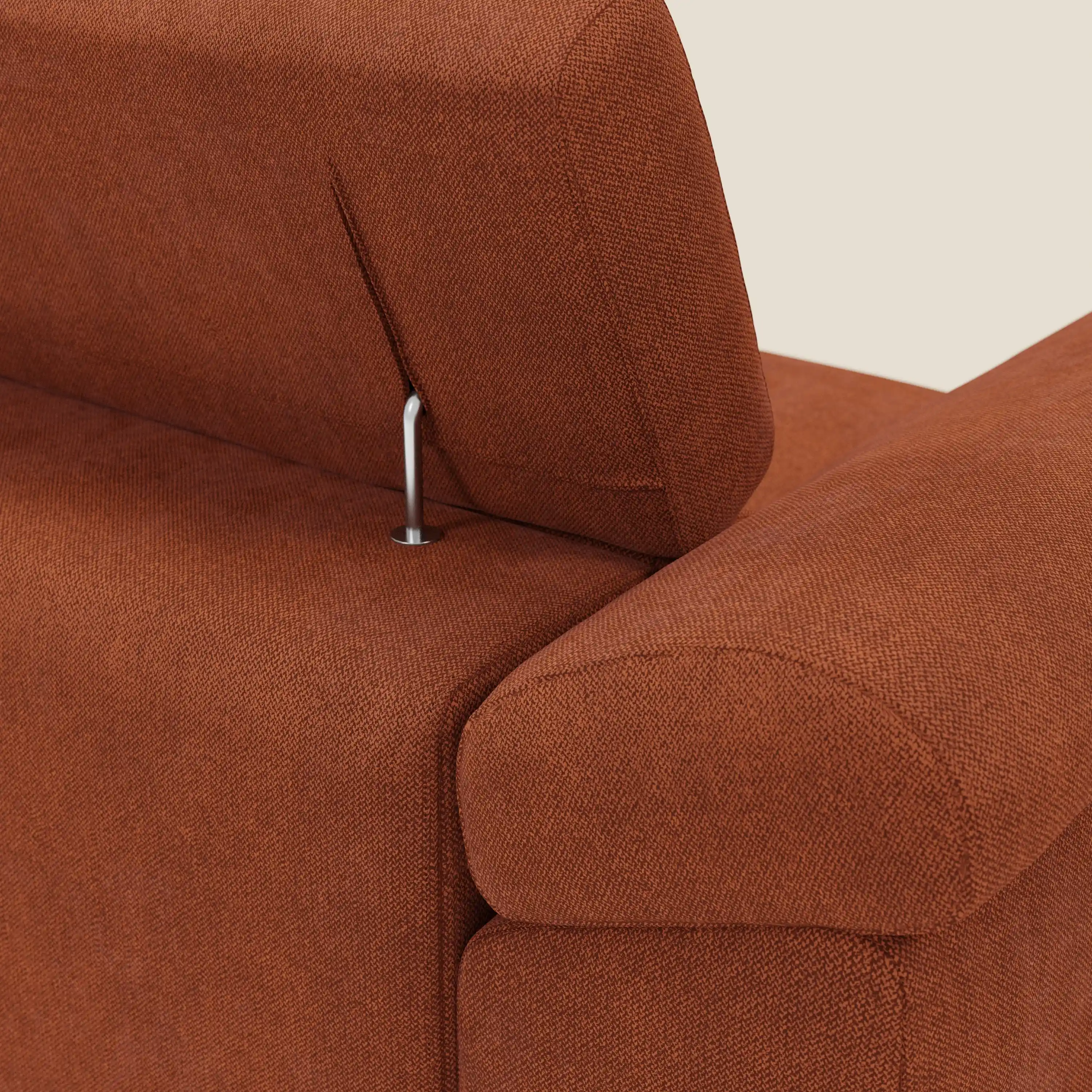 Donatello Canapé d'angle avec assises extensibles accoudoirs avec coffre et têtières en tissu détachable T23  orange rouille - Image 9