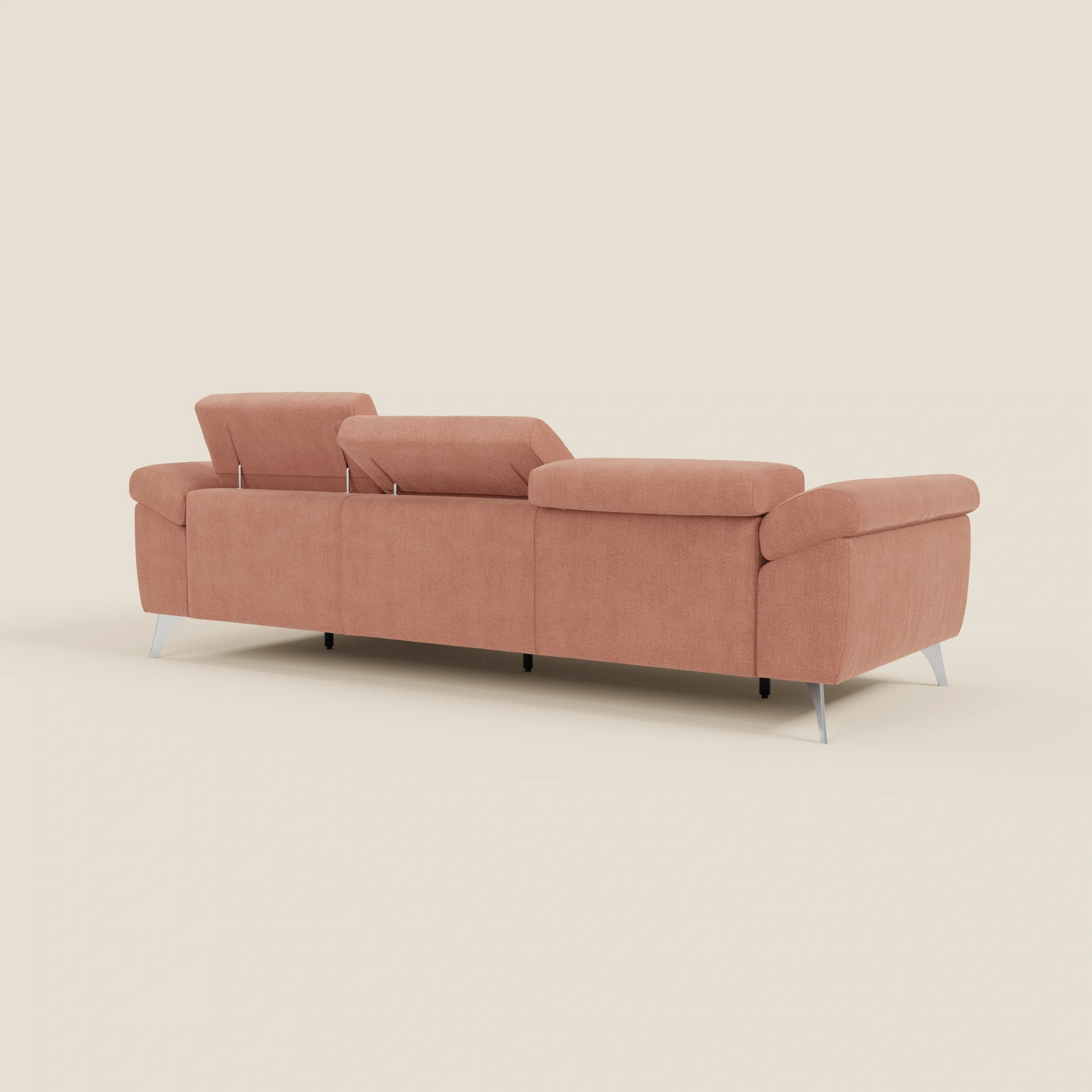 Donatello Canapé d'angle avec assises extensibles accoudoirs avec coffre et têtières en tissu détachable T23 pêche - Image 7
