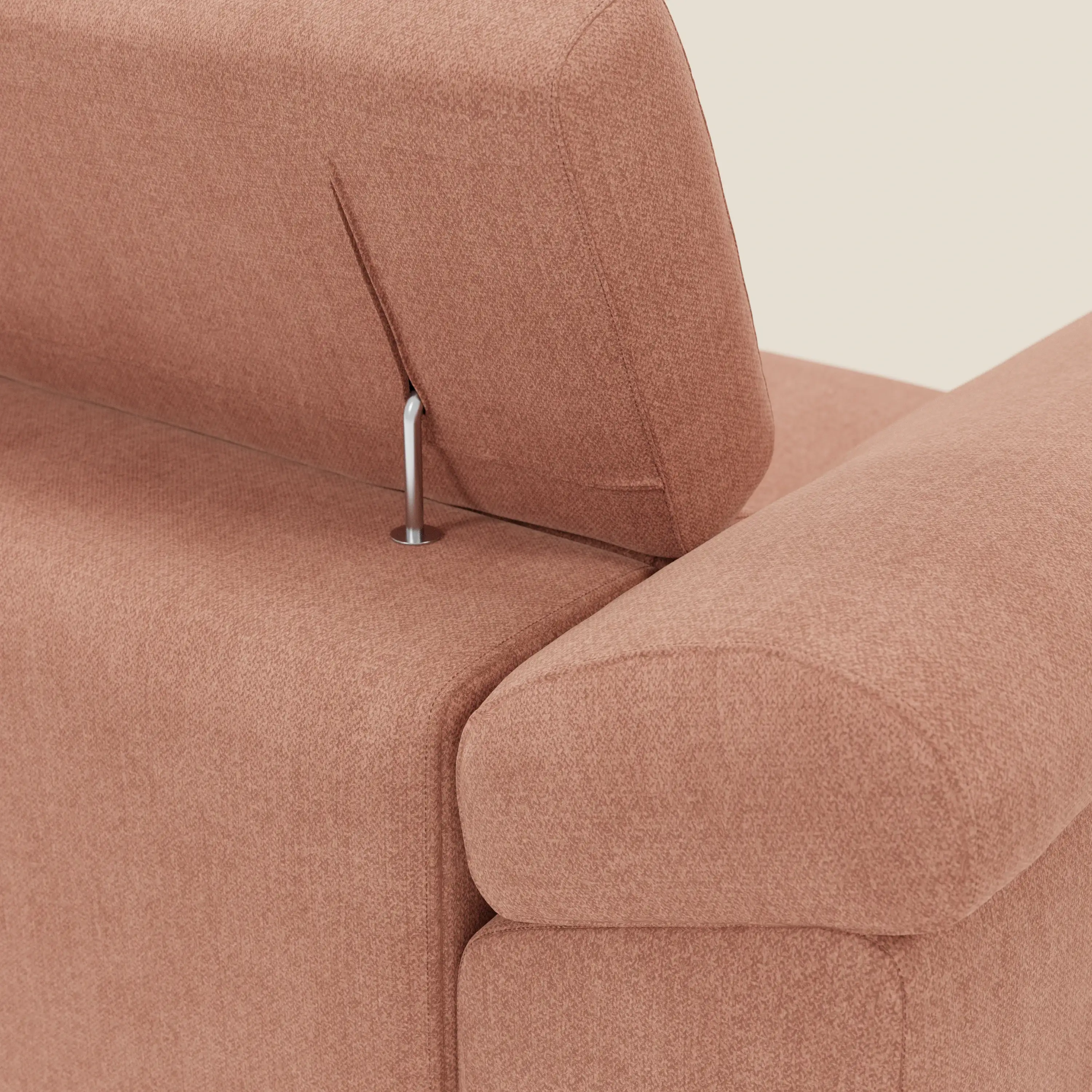Donatello Canapé d'angle avec assises extensibles accoudoirs avec coffre et têtières en tissu détachable T23 pêche - Image 9
