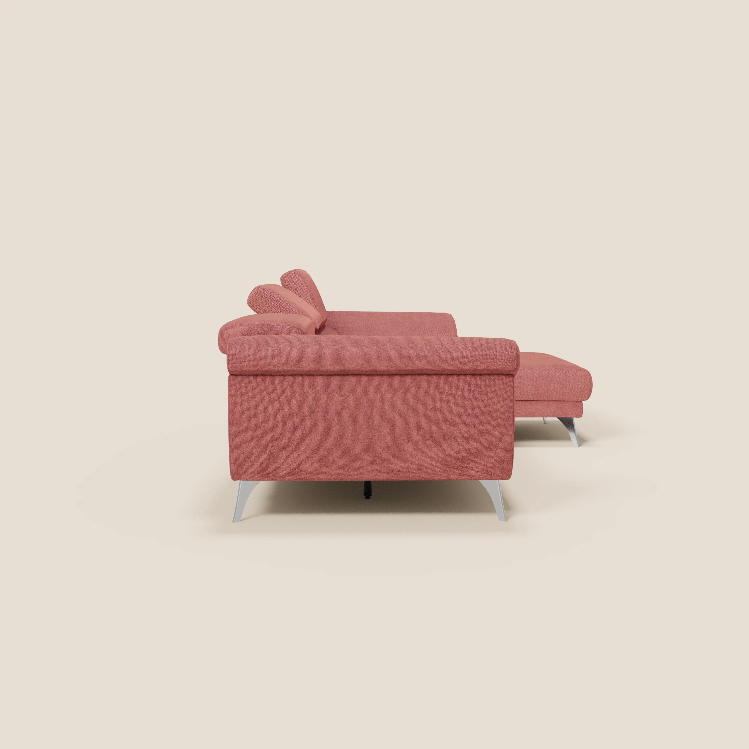 Donatello Canapé d'angle avec assises extensibles accoudoirs avec coffre et têtières en tissu détachable T23 rouge cerise - Image 6