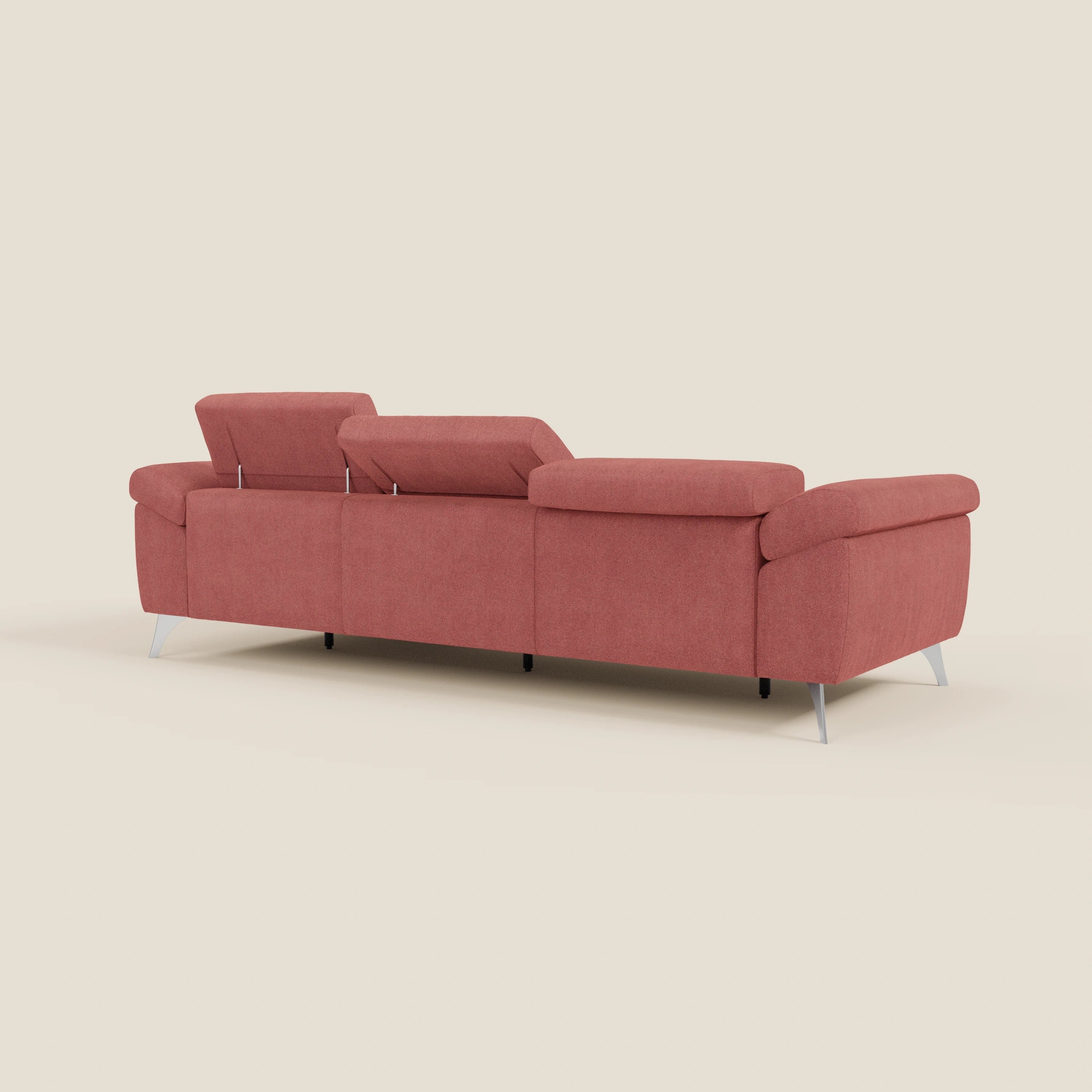 Donatello Canapé d'angle avec assises extensibles accoudoirs avec coffre et têtières en tissu détachable T23 rouge cerise - Image 7
