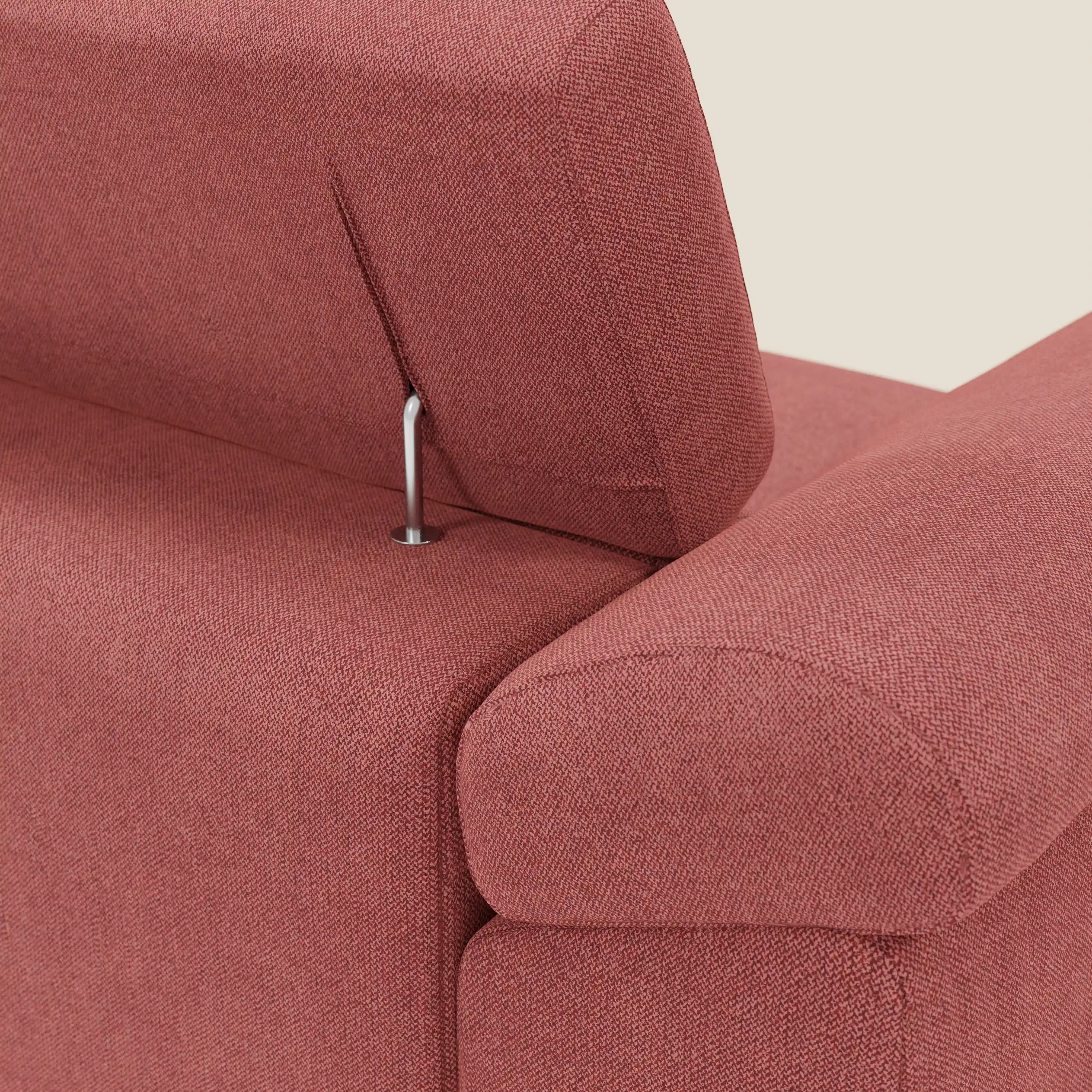 Donatello Canapé d'angle avec assises extensibles accoudoirs avec coffre et têtières en tissu détachable T23 rouge cerise - Image 9