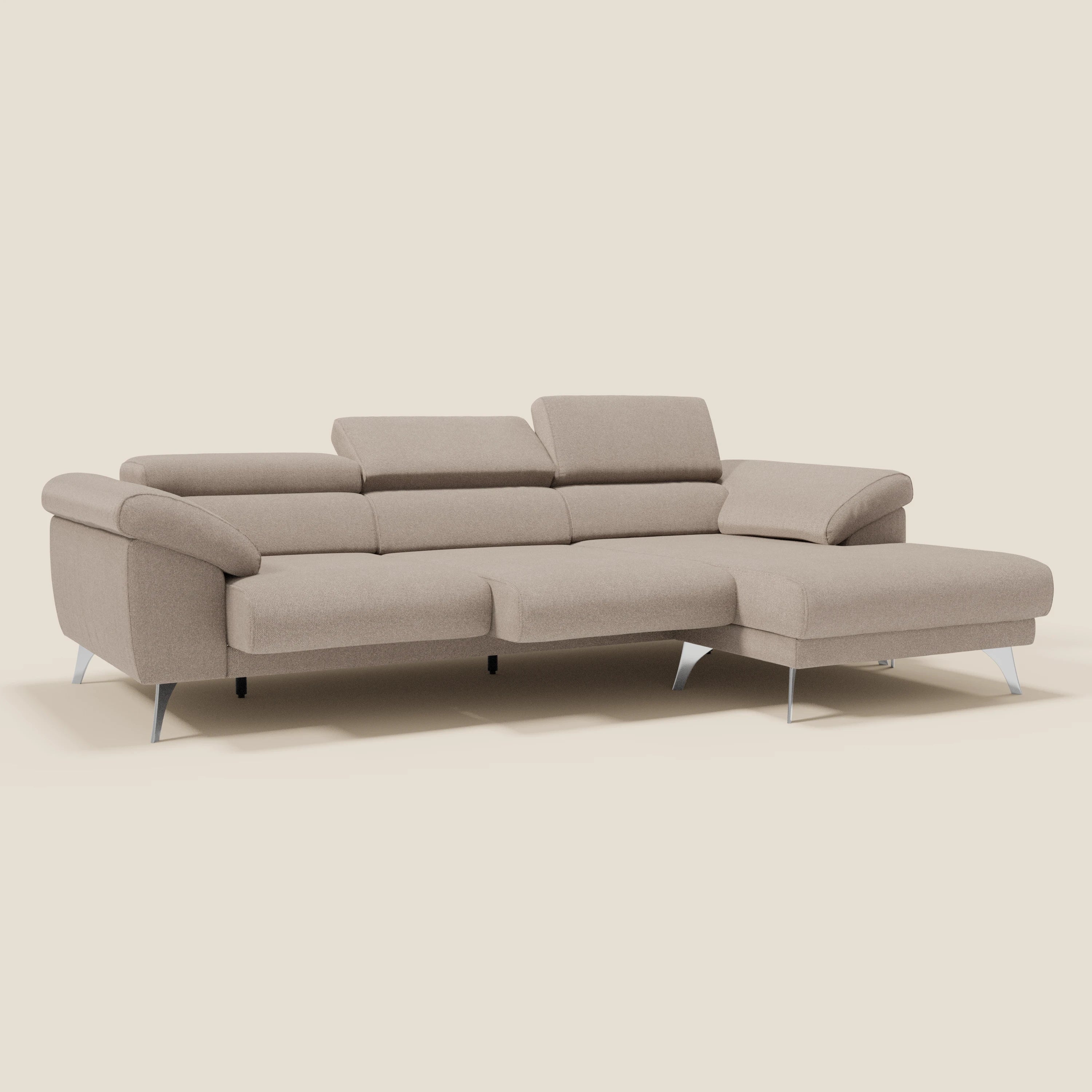 Donatello Canapé d'angle avec assises extensibles accoudoirs avec coffre et têtières en tissu détachable T23 tortora - Image 2