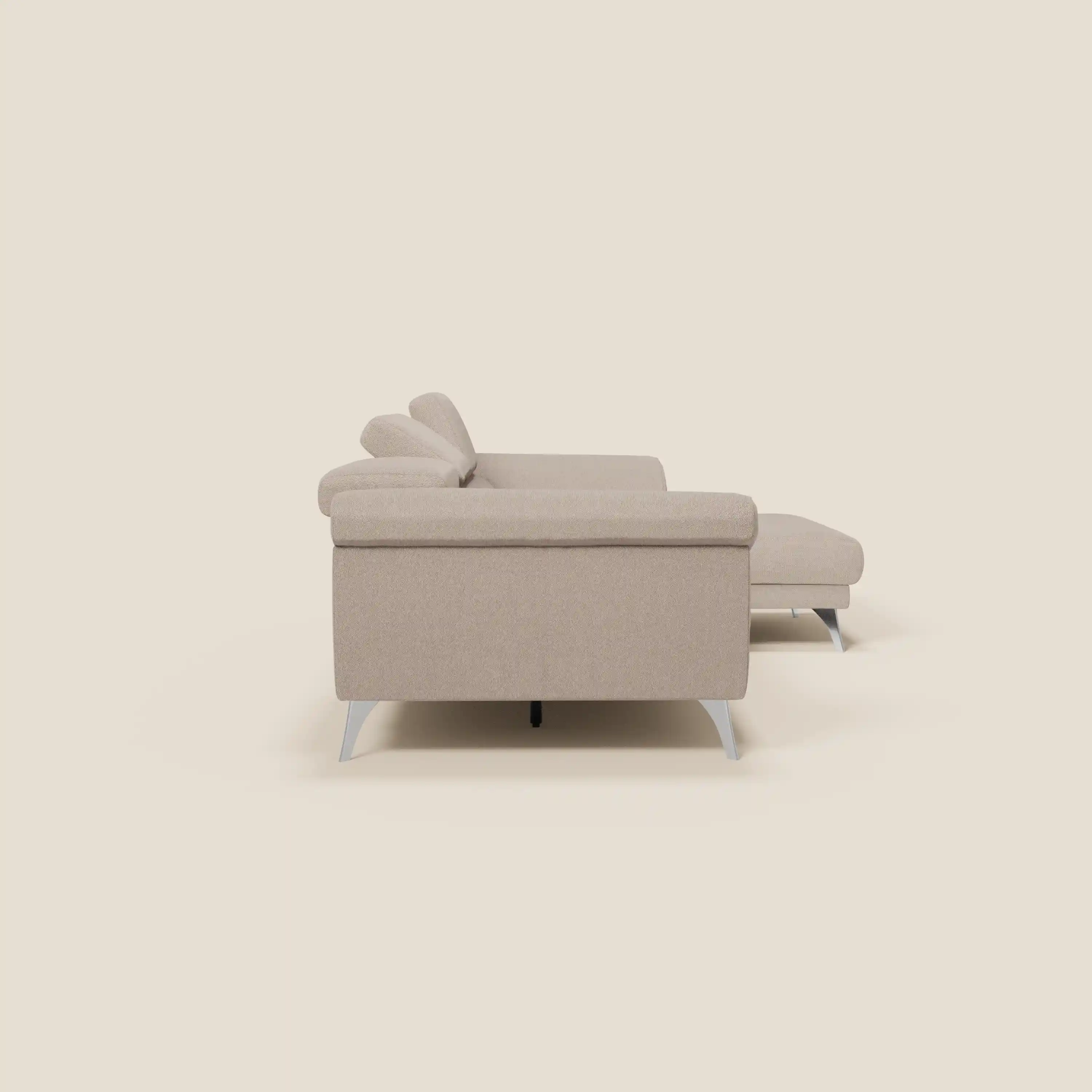 Donatello Canapé d'angle avec assises extensibles accoudoirs avec coffre et têtières en tissu détachable T23 tortora - Image 6