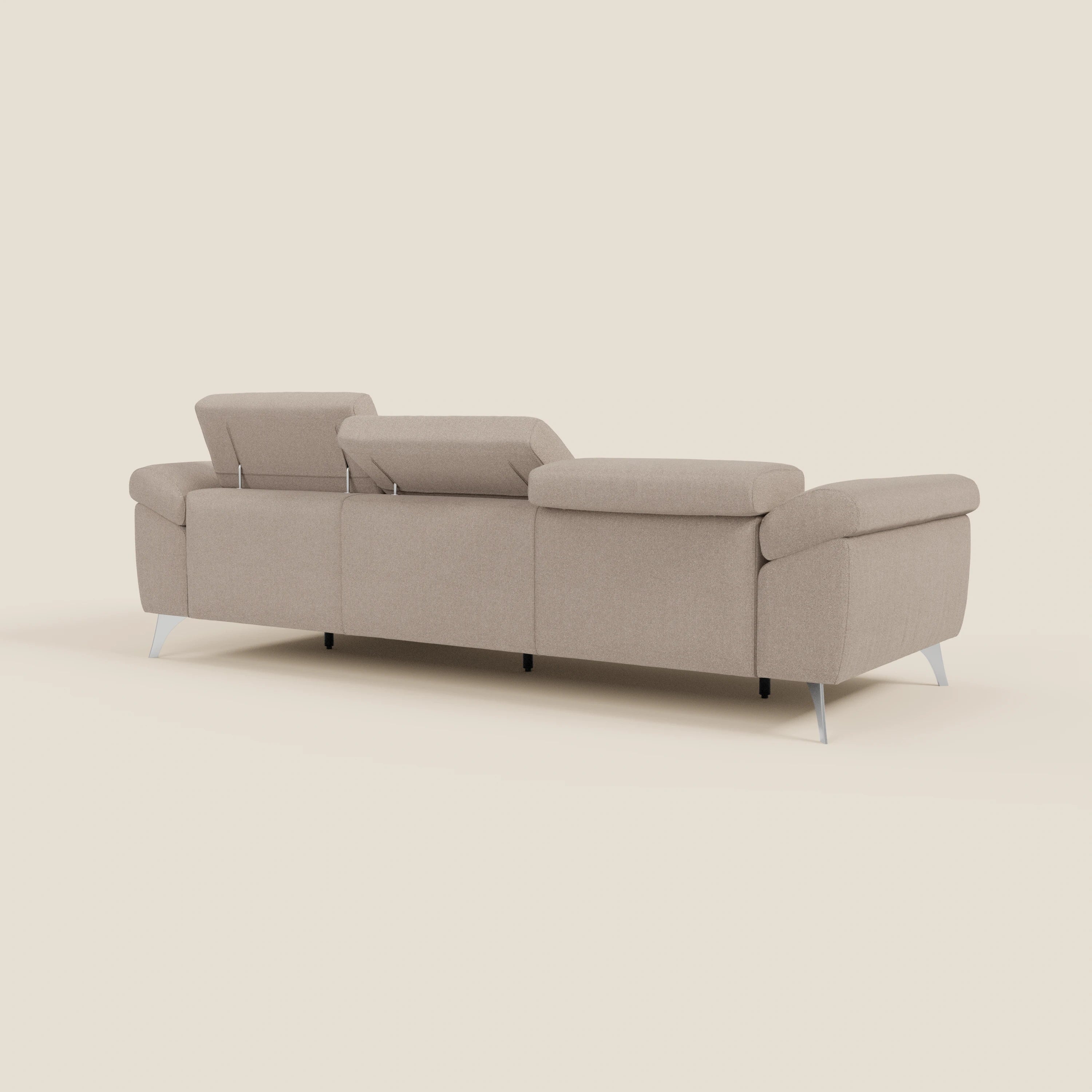 Donatello Canapé d'angle avec assises extensibles accoudoirs avec coffre et têtières en tissu détachable T23 tortora - Image 7