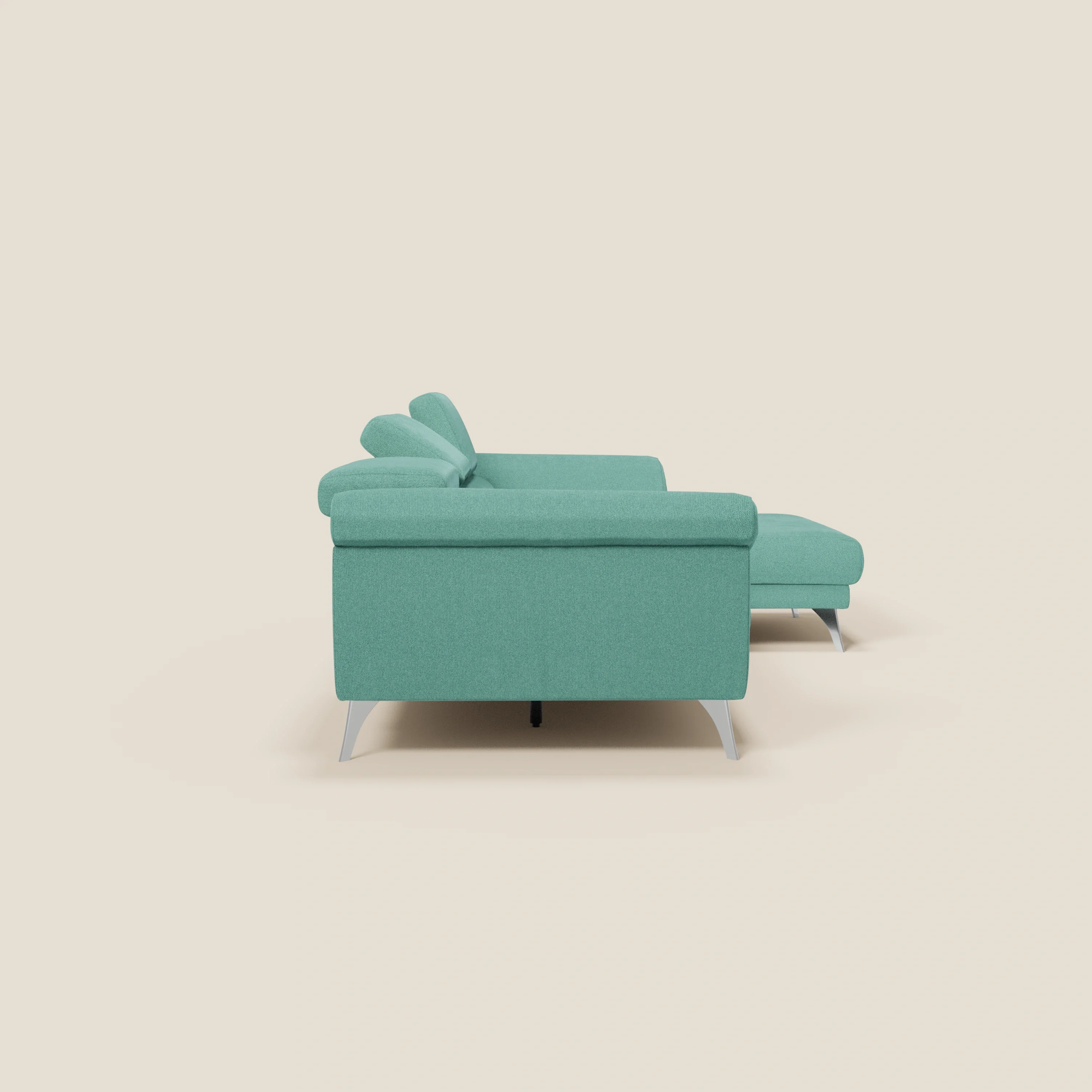 Donatello Canapé d'angle avec assises extensibles accoudoirs avec coffre et têtières en tissu détachable T23 vert aquamarine - Image 6