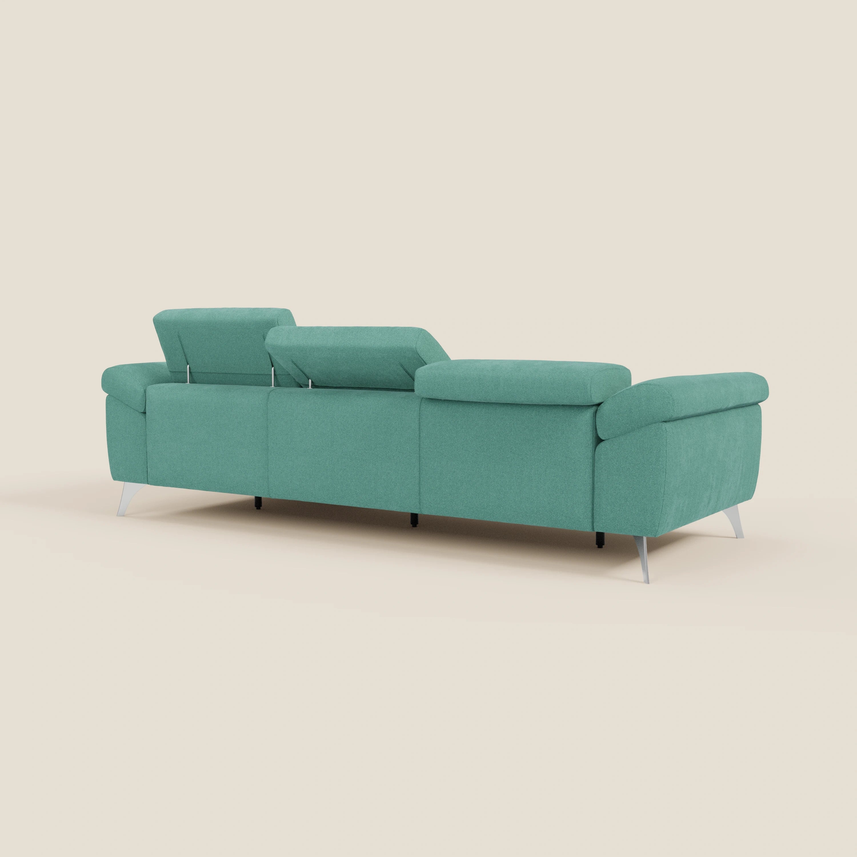 Donatello Canapé d'angle avec assises extensibles accoudoirs avec coffre et têtières en tissu détachable T23 vert aquamarine - Image 7