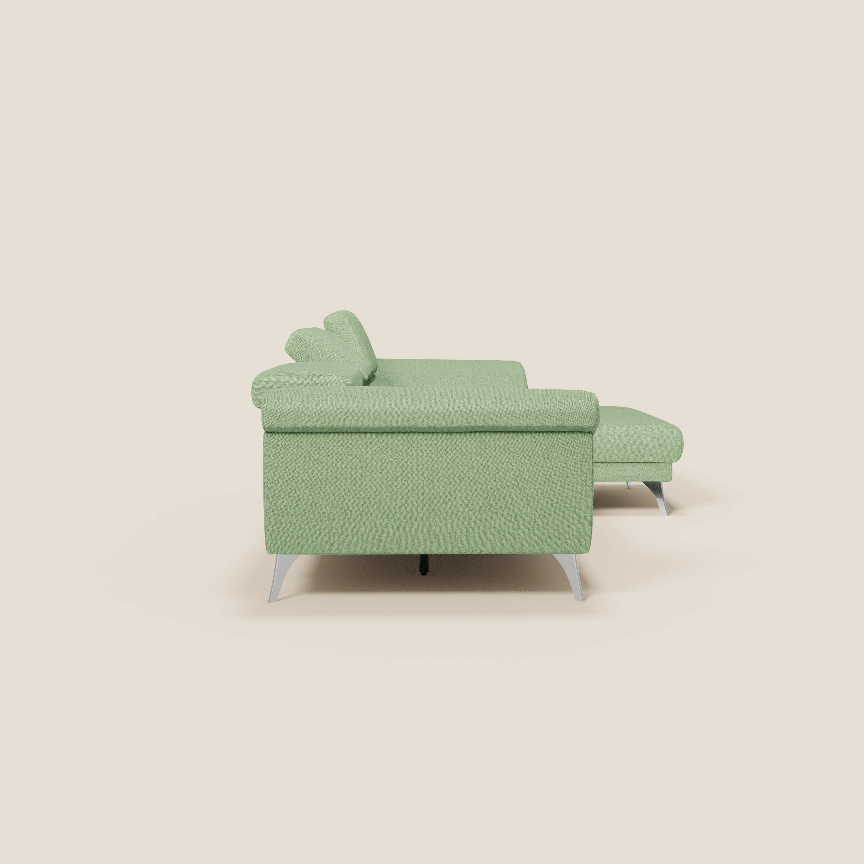 Donatello Canapé d'angle avec assises extensibles accoudoirs avec coffre et têtières en tissu détachable T23 vert menthe - Image 6