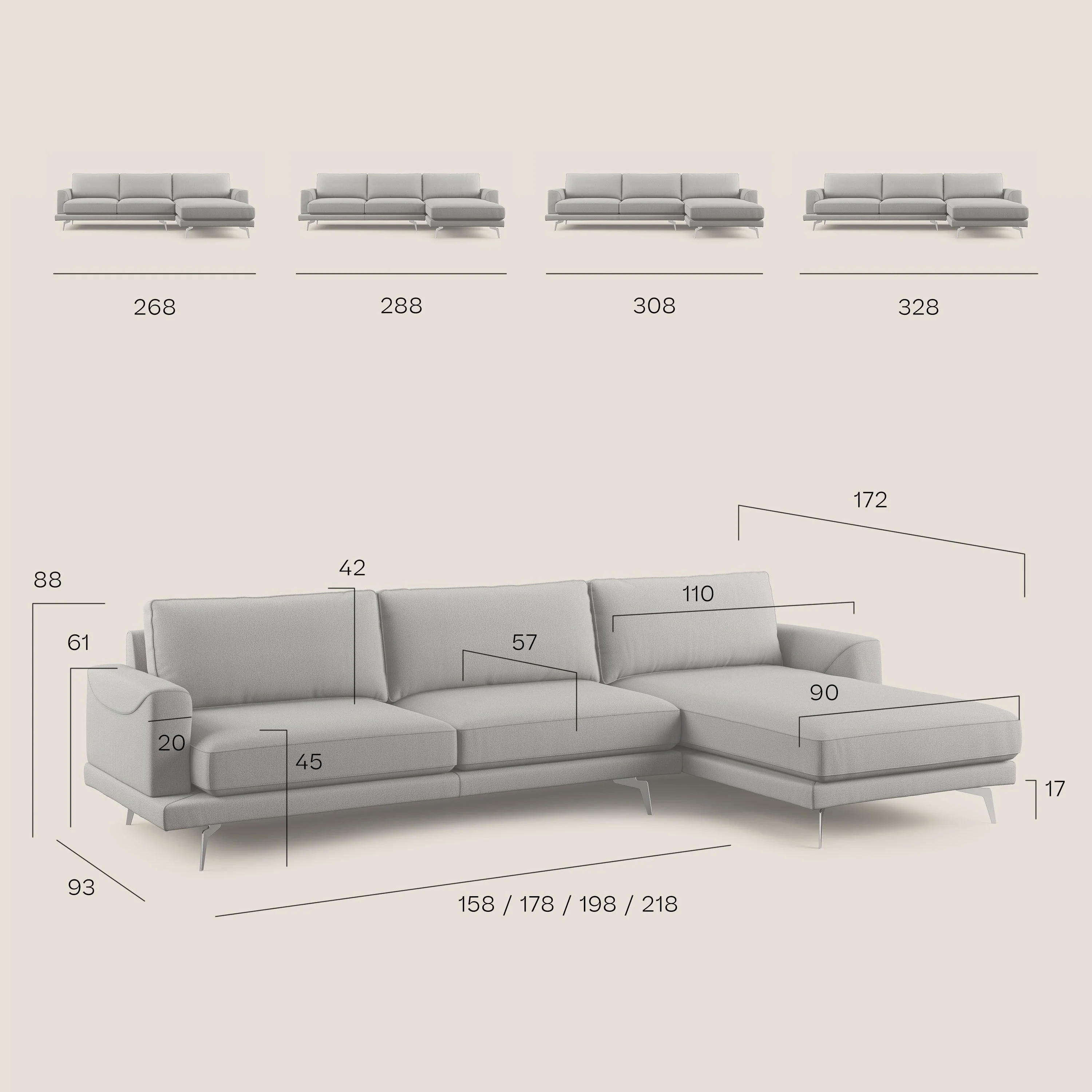 Dorian canapé d'angle moderne en tissu doux anti-tache T05 anthracite - Image 11