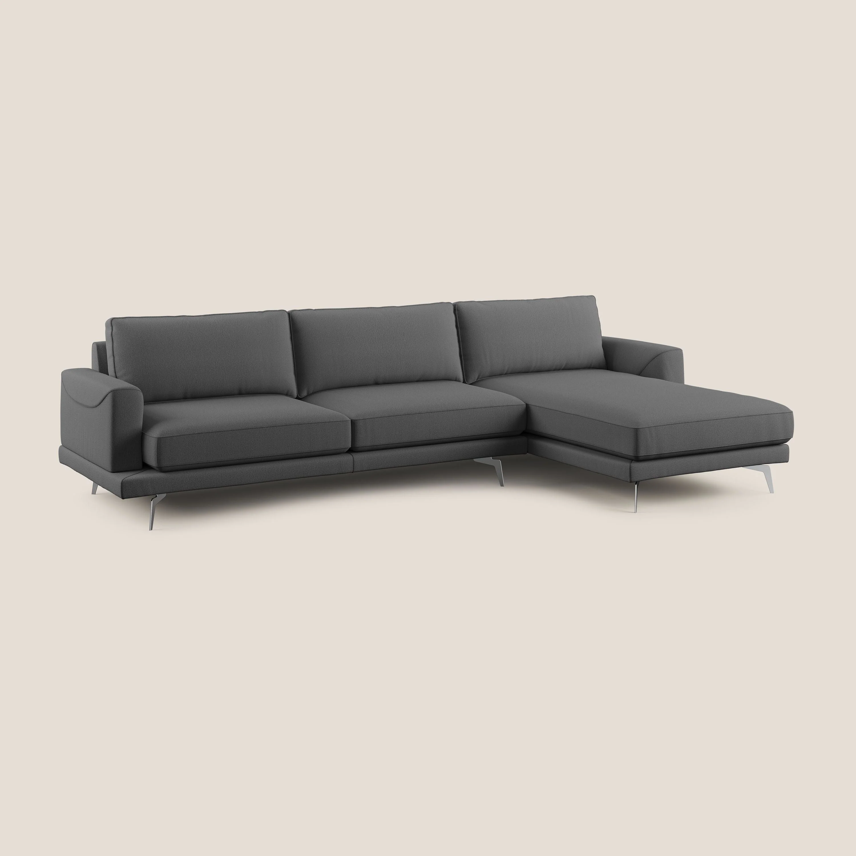 Dorian canapé d'angle moderne en tissu doux anti-tache T05 anthracite - Image 2