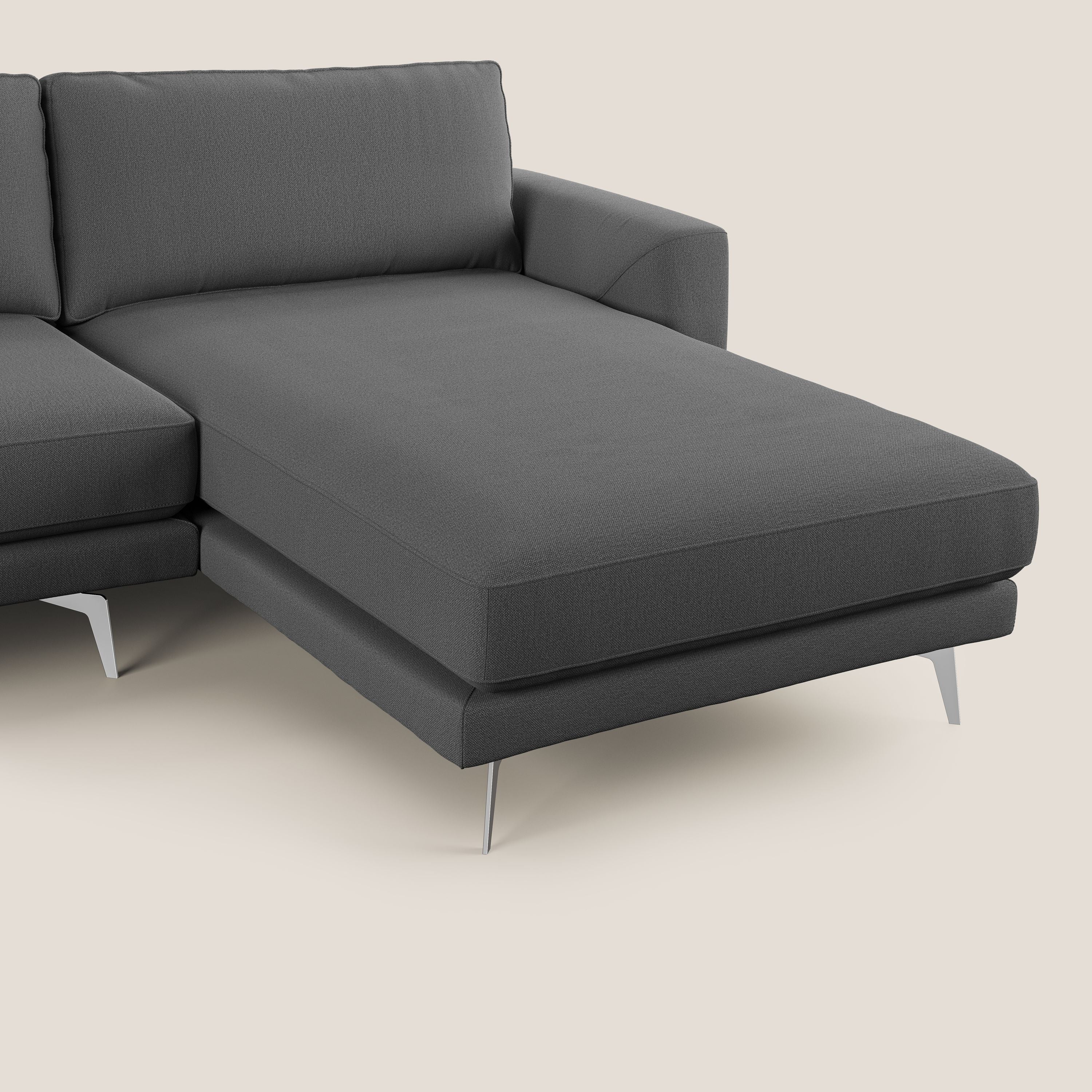 Dorian canapé d'angle moderne en tissu doux anti-tache T05 anthracite - Image 6