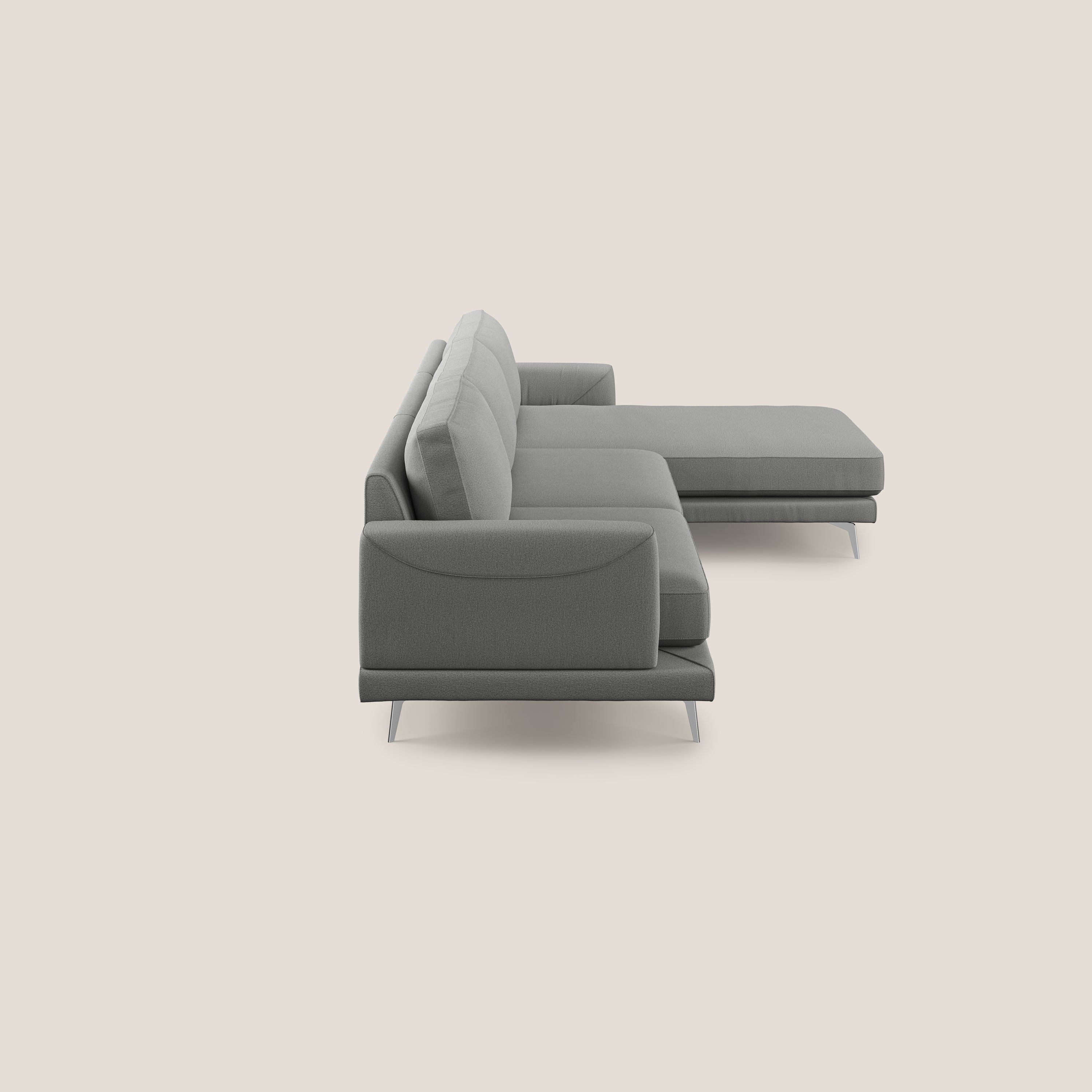 Dorian canapé d'angle moderne en tissu doux anti-tache T05 gris - Image 3
