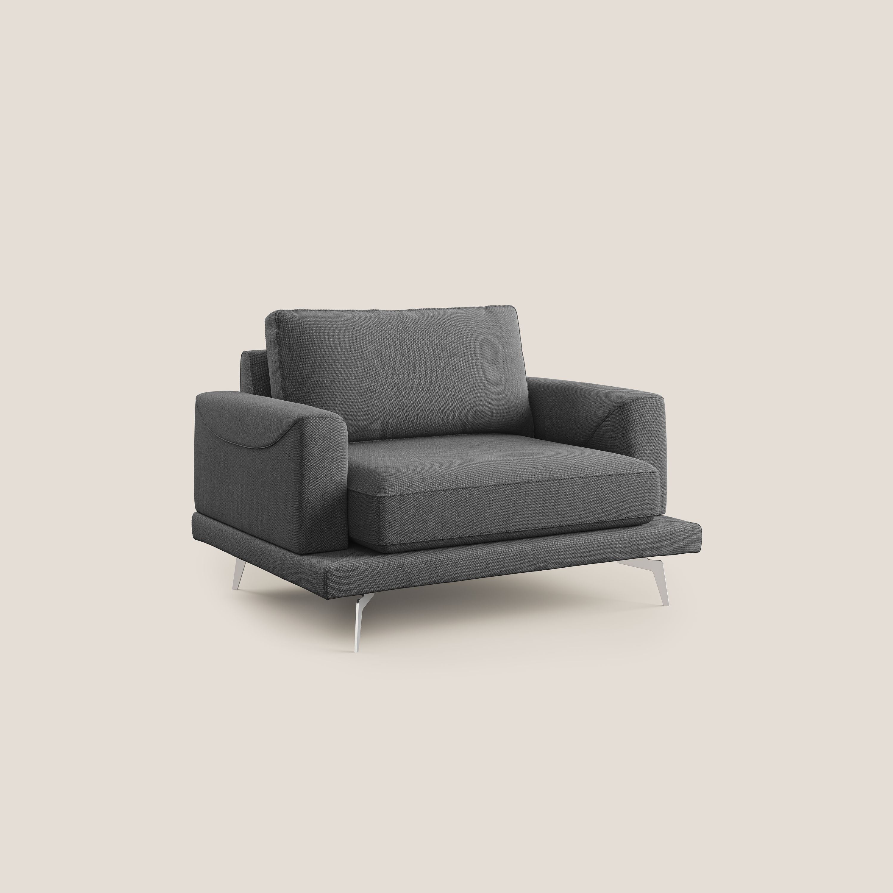 Dorian fauteuil moderne en tissu doux anti-tache T05 anthracite - Image 2