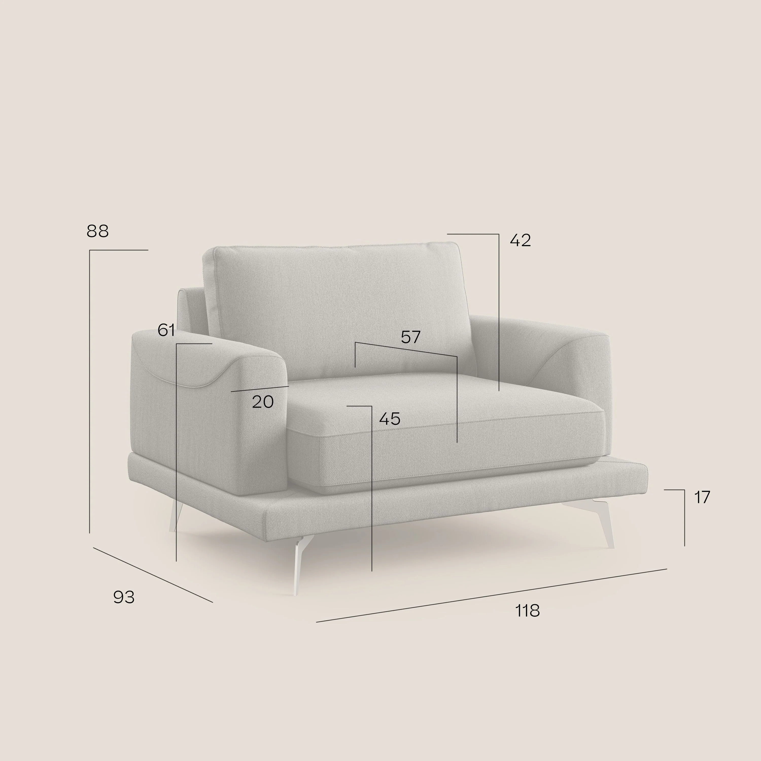 Dorian fauteuil moderne en tissu doux anti-tache T05 camel - Image 9