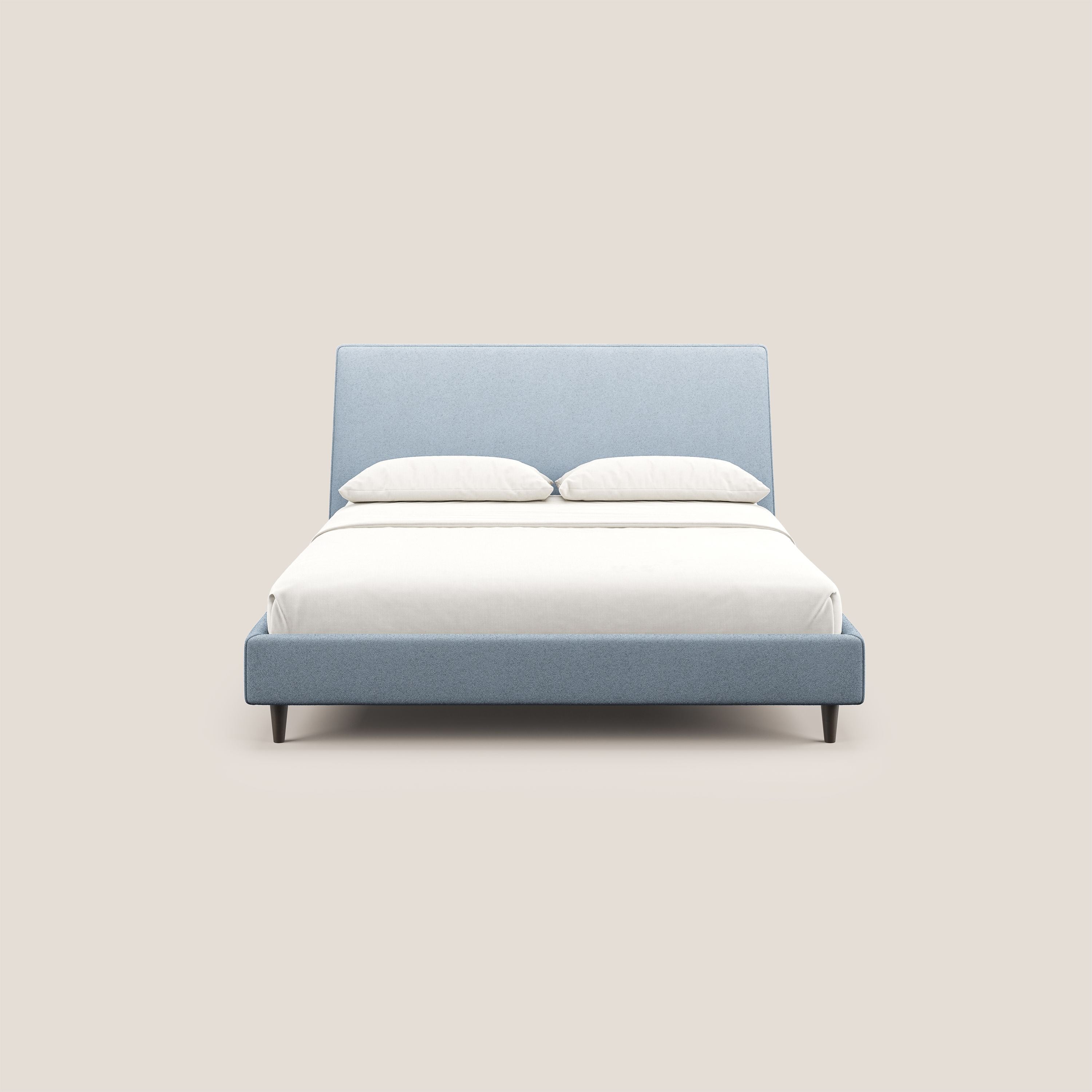 Dorotea lit rembourré avec pieds bois et tissu bouclette douce imperméable T07 sucre glace - Image 2