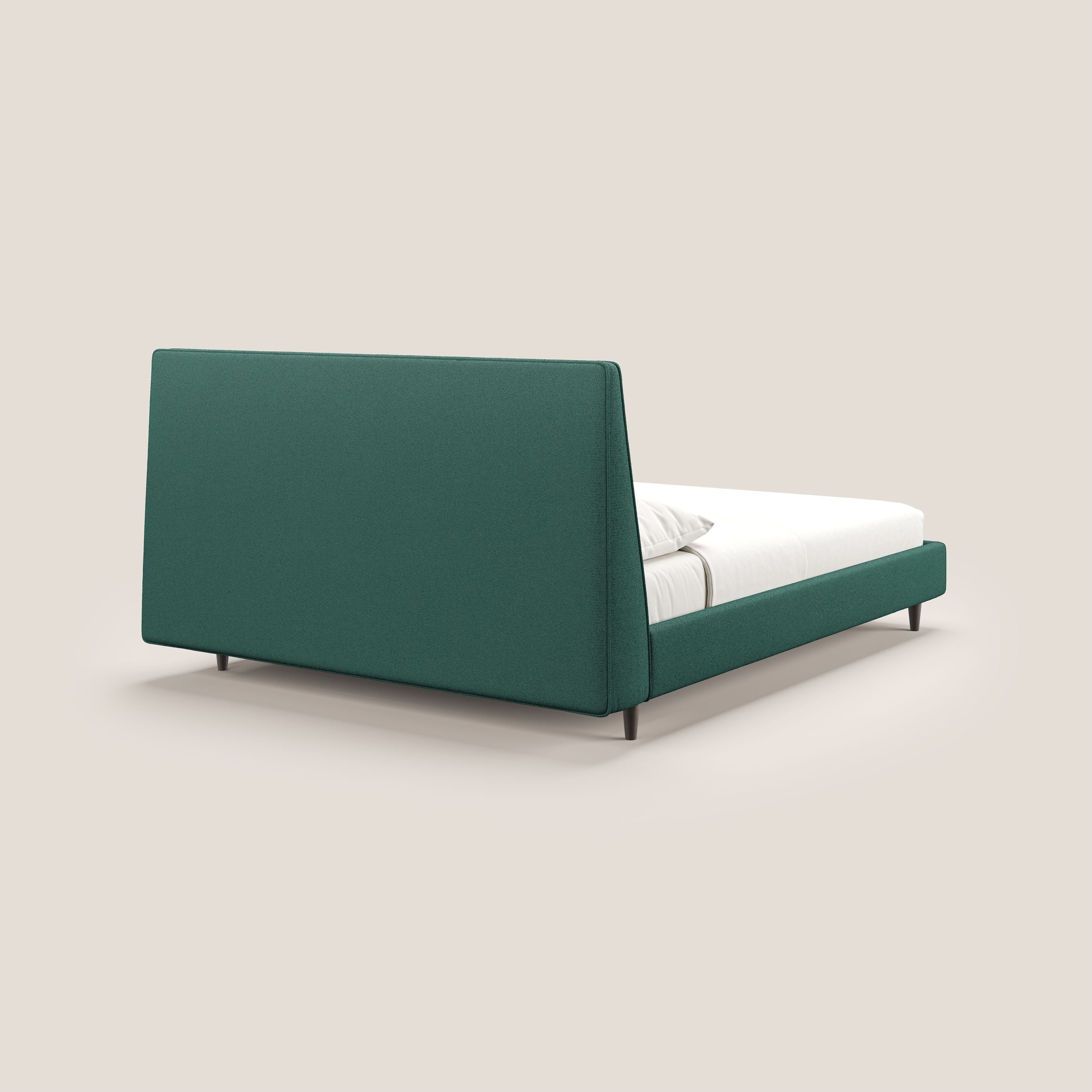 Dorotea lit rembourré avec pieds bois et tissu bouclette douce imperméable T07 vert - Image 6