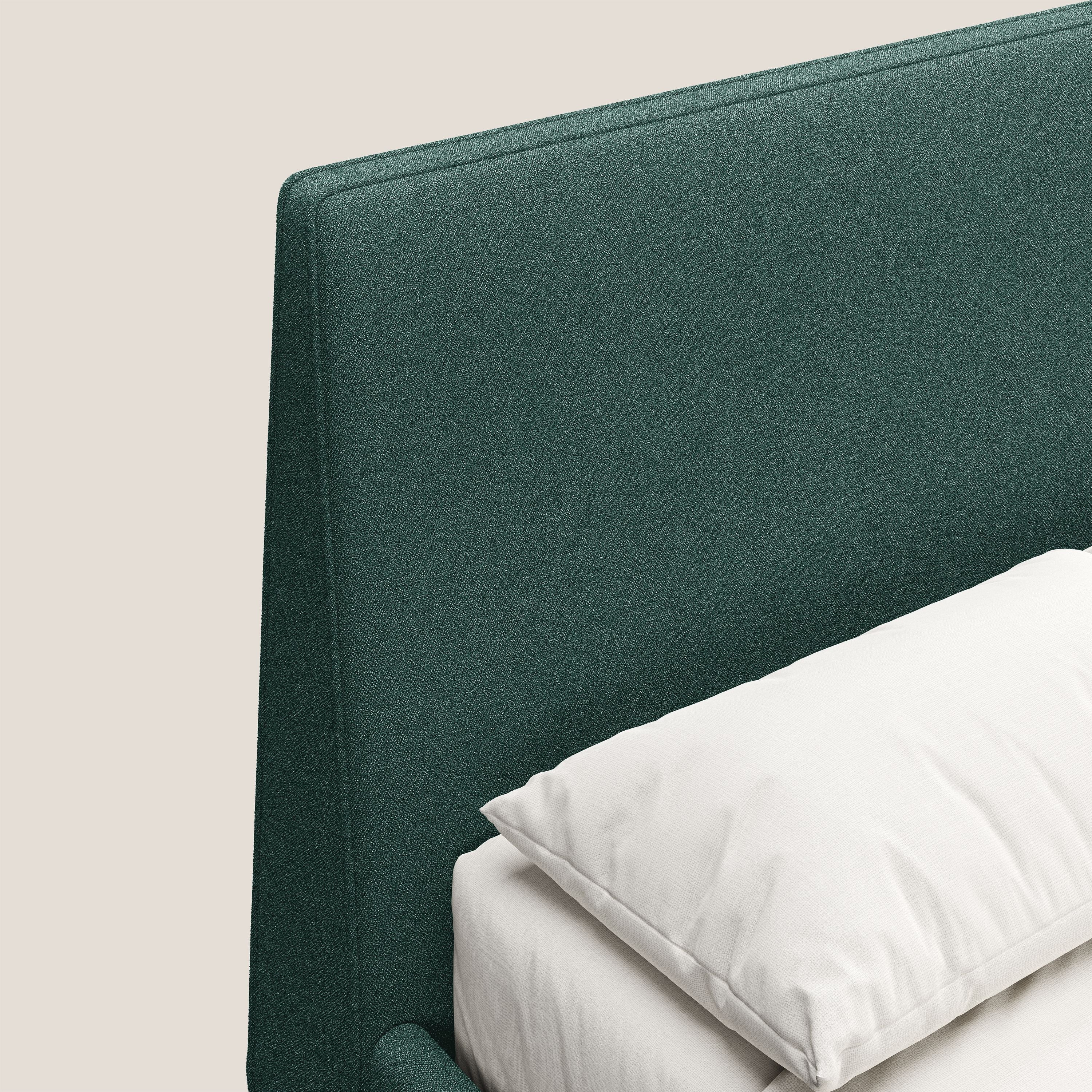Dorotea lit rembourré avec pieds bois et tissu bouclette douce imperméable T07 vert - Image 7