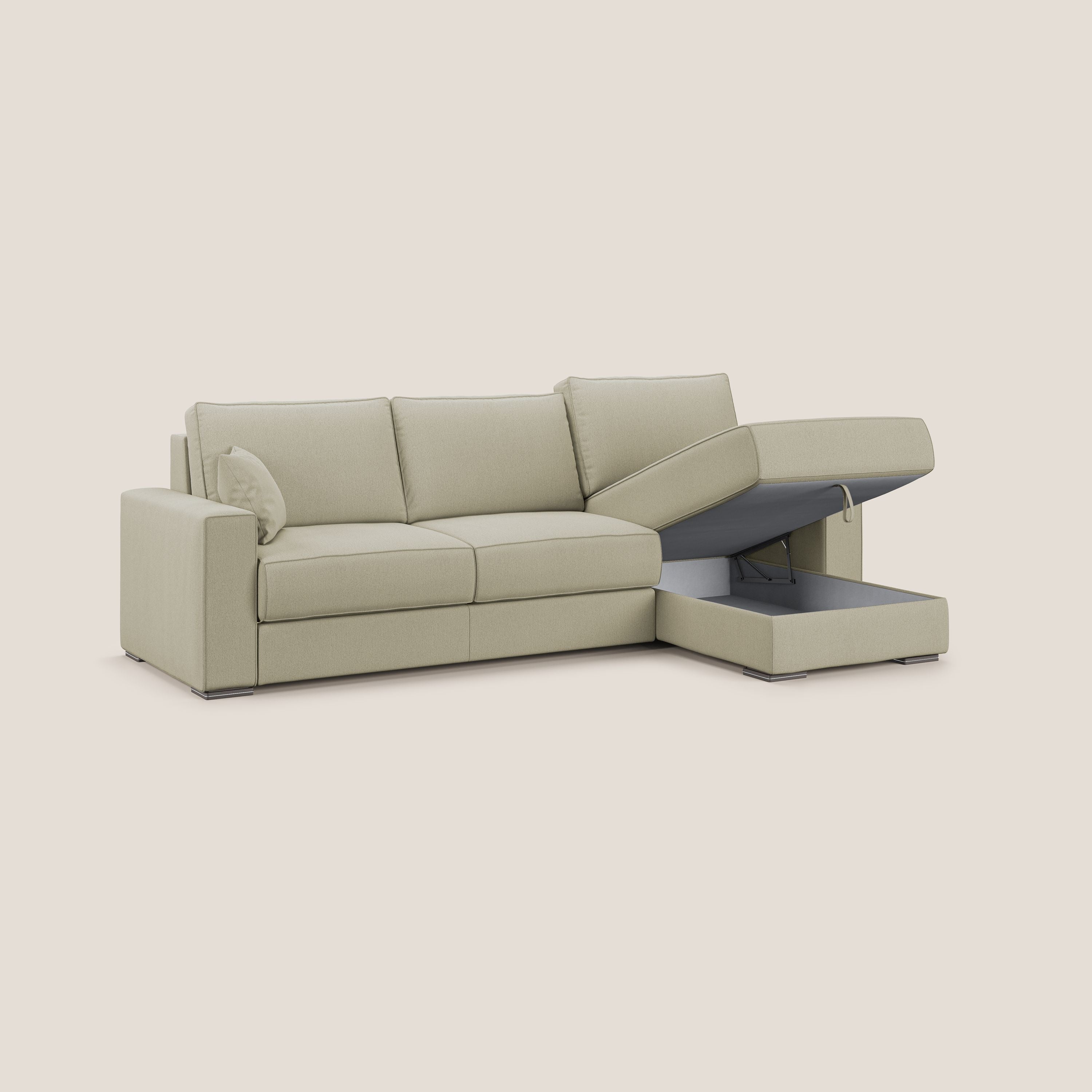 Dream Canapé convertible d'angle en tissu détachable T05 crème - Image 3