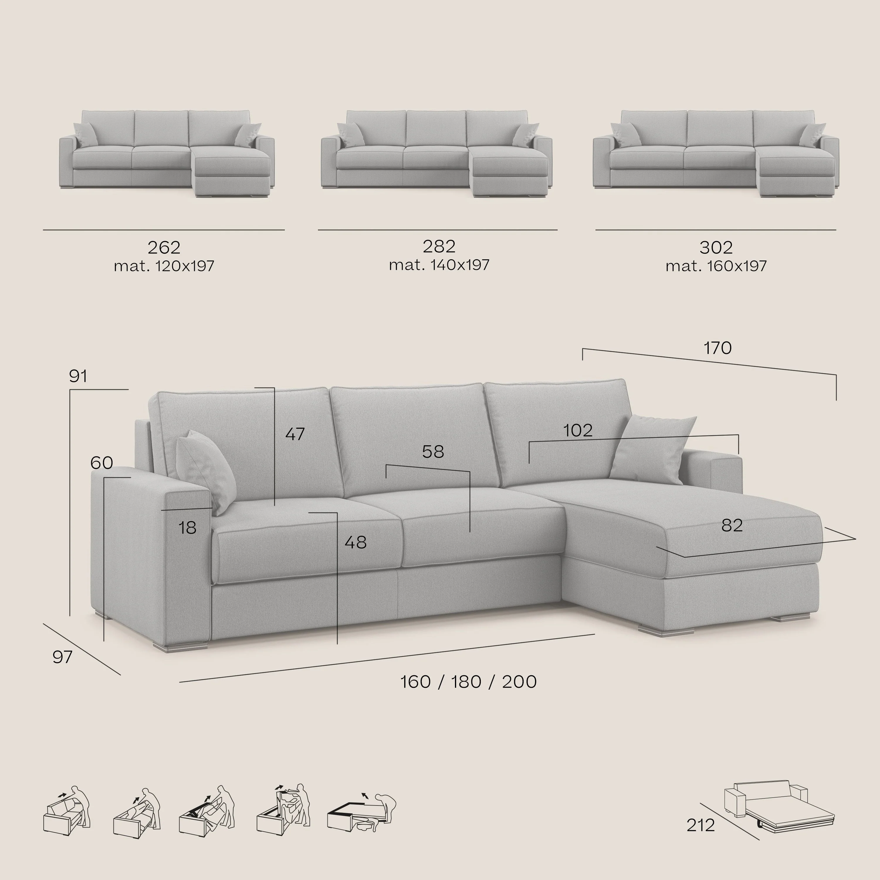 Dream Canapé convertible d'angle en tissu détachable T05 rouge - Image 12
