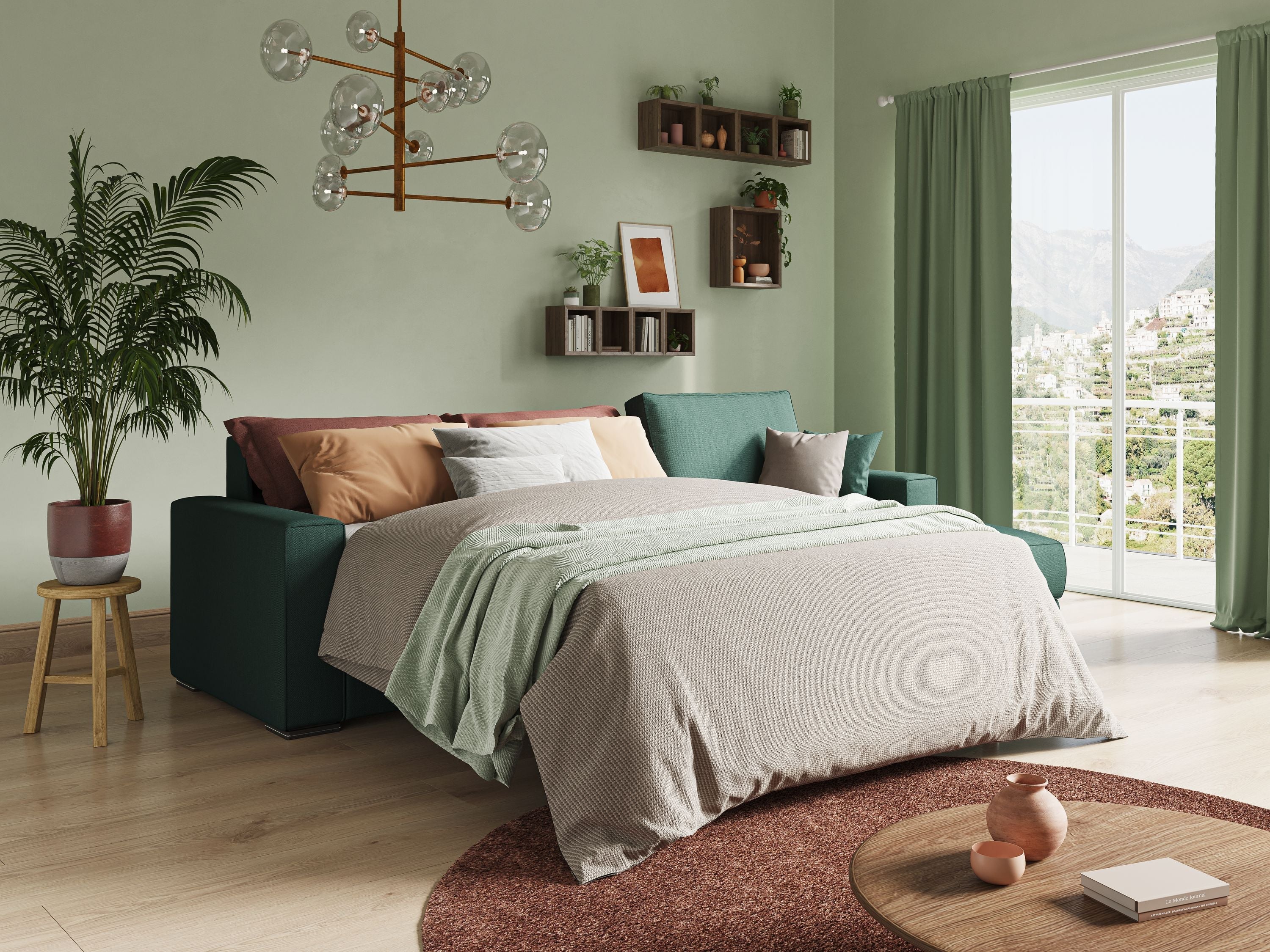 Dream Canapé convertible d'angle en tissu détachable T05 vert - Image 2
