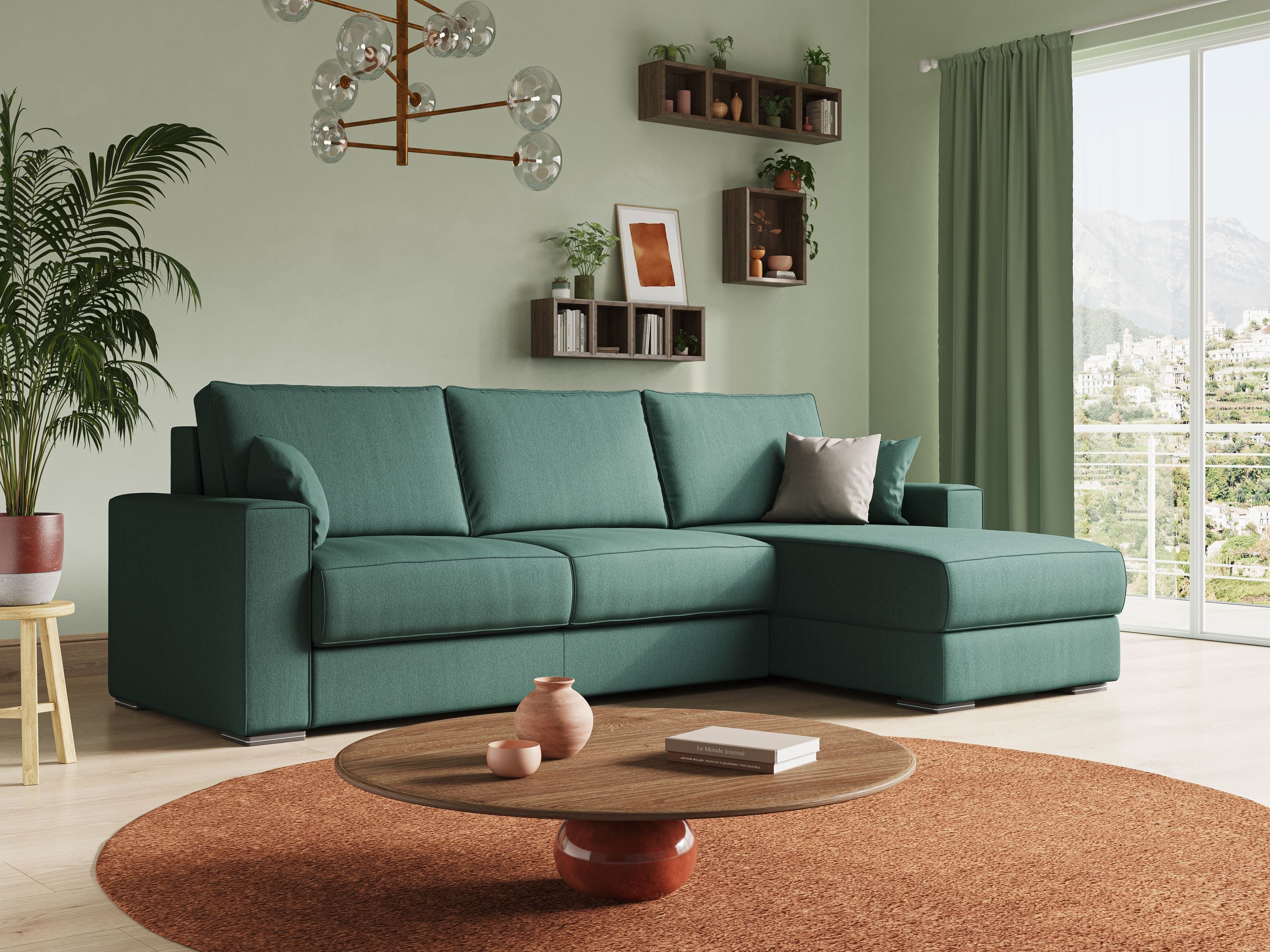 Dream Canapé convertible d'angle en tissu détachable T05 vert - Image 3