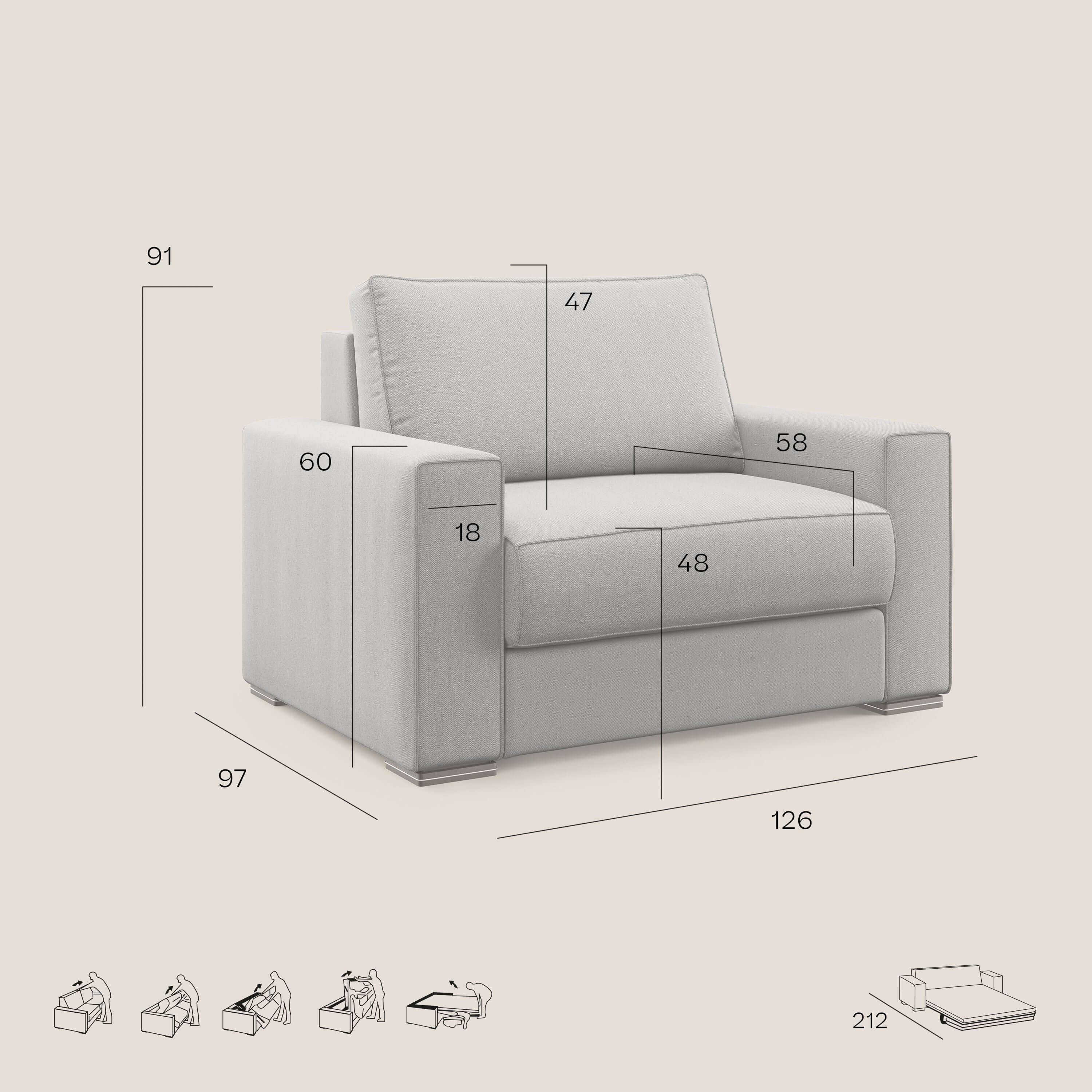 Dream fauteuil convertible en tissu détachable T05 vert - Image 9