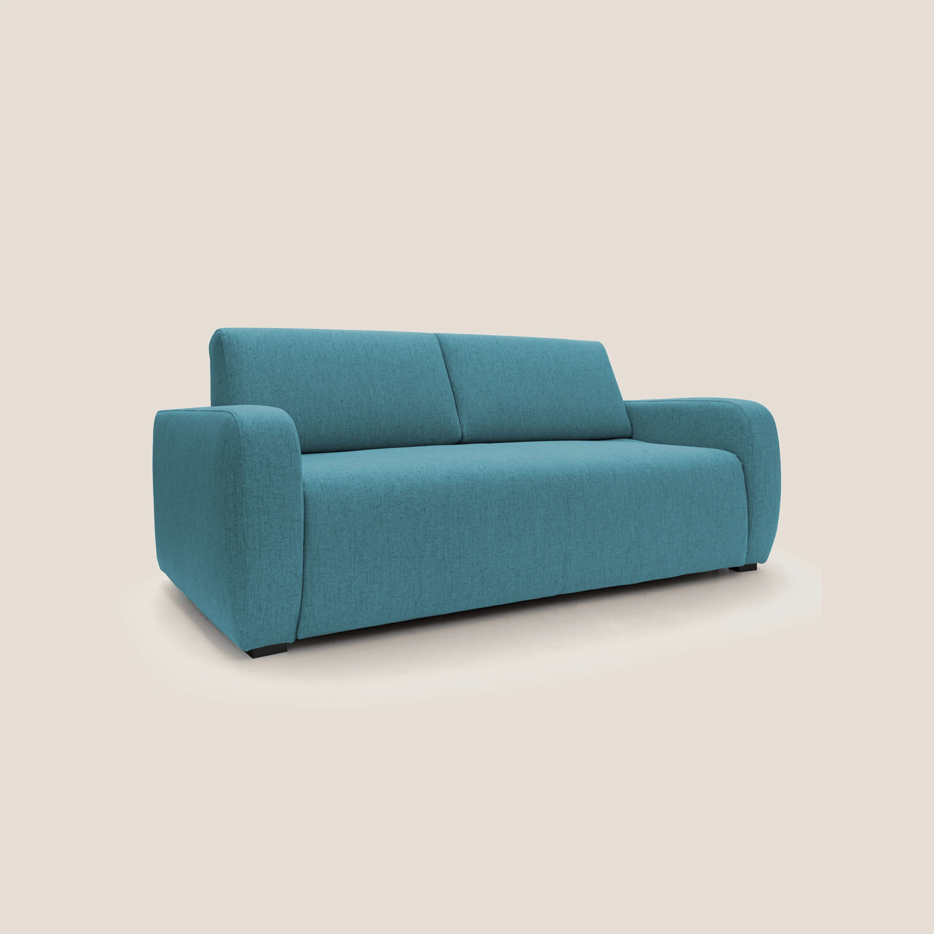 Duna Canapé lit convertible 195 cm (mat. 140x197) matelas 20cm en tissu doux flammé imperméable T03 bleu ciel - Image 3
