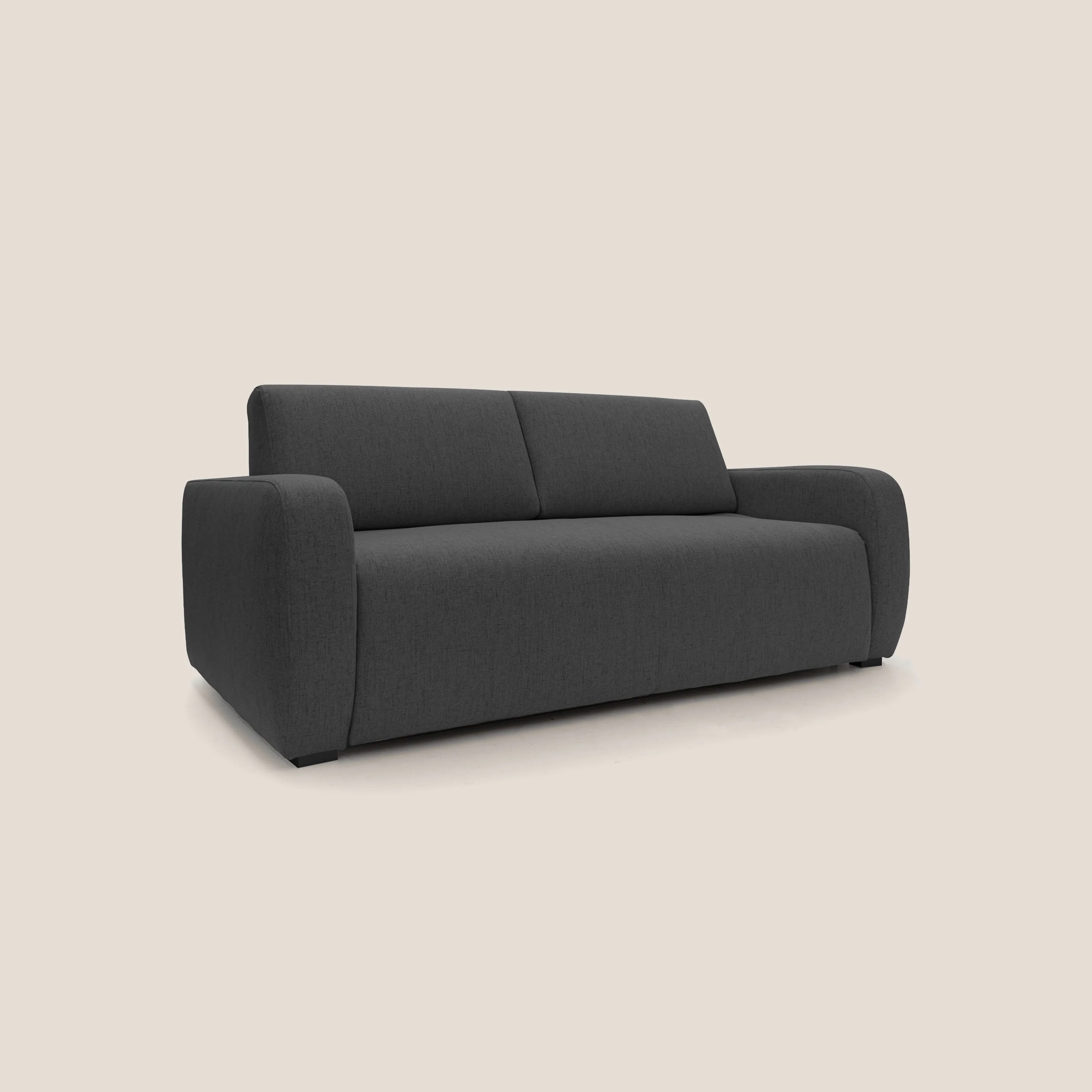 Duna Canapé lit convertible matelas 20cm en tissu doux flammé imperméable T03 anthracite - Image 3