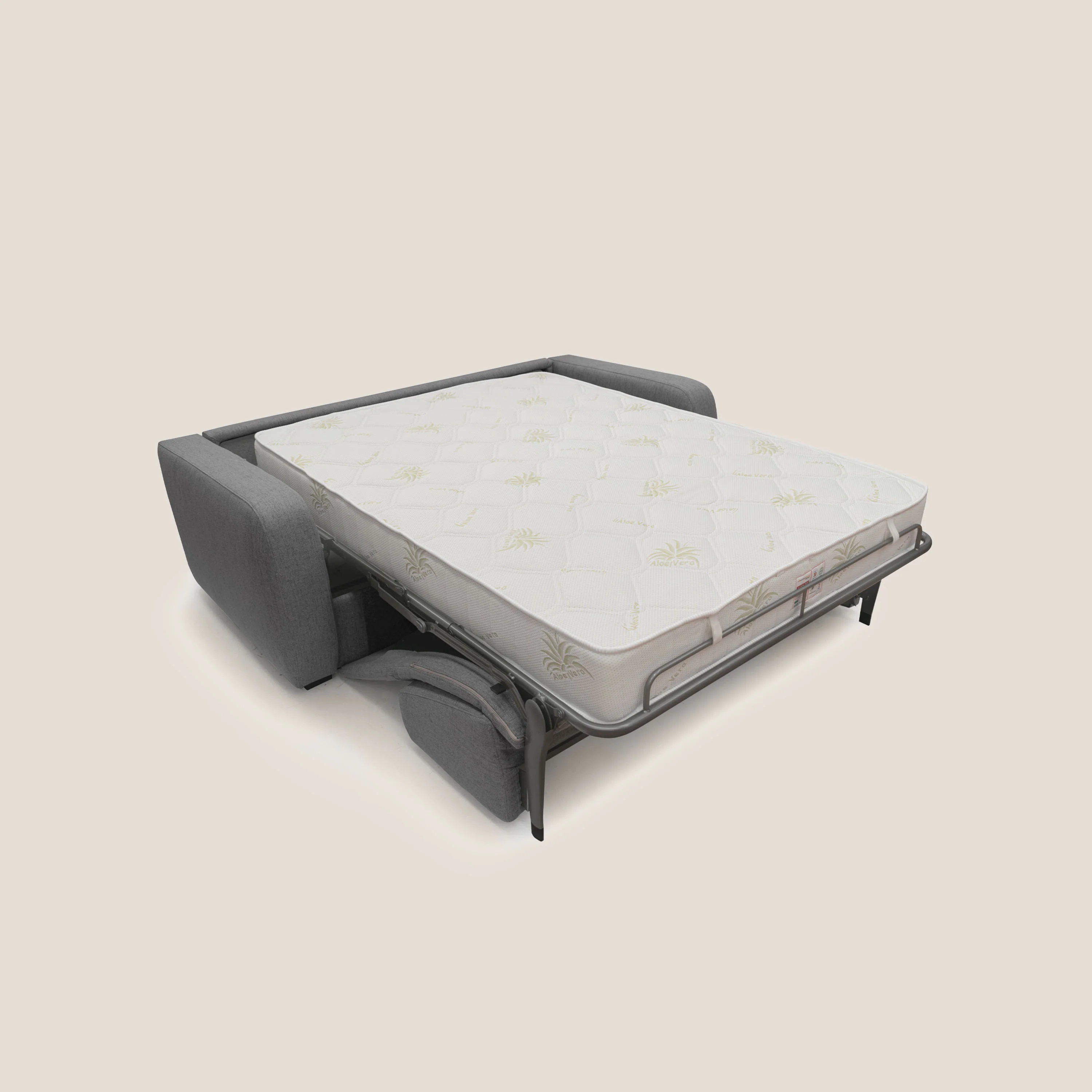 Duna Canapé lit convertible matelas 20cm en tissu doux flammé imperméable T03 gris - Image 2