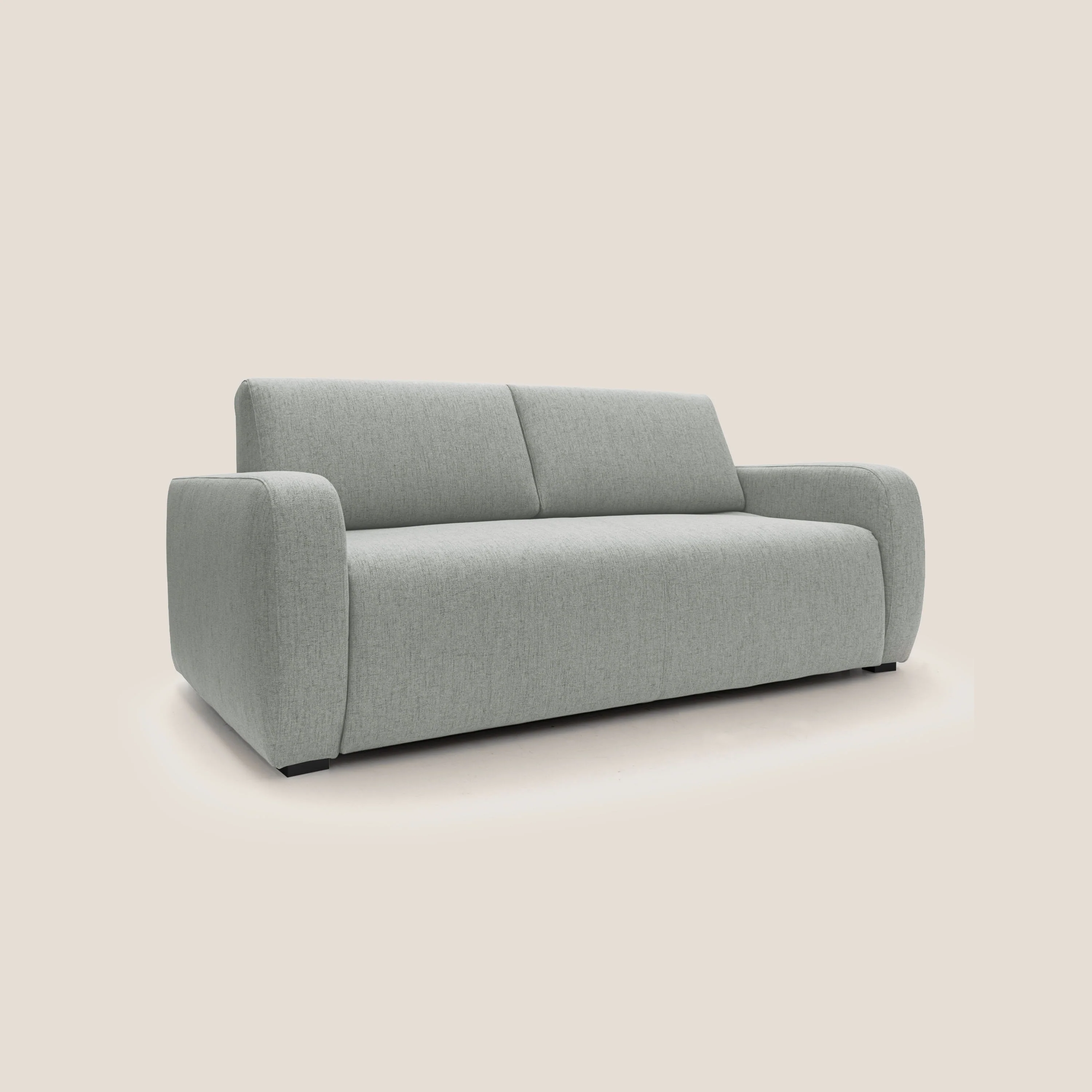 Duna Canapé lit convertible matelas 20cm en tissu doux flammé imperméable T03 gris clair - Image 3