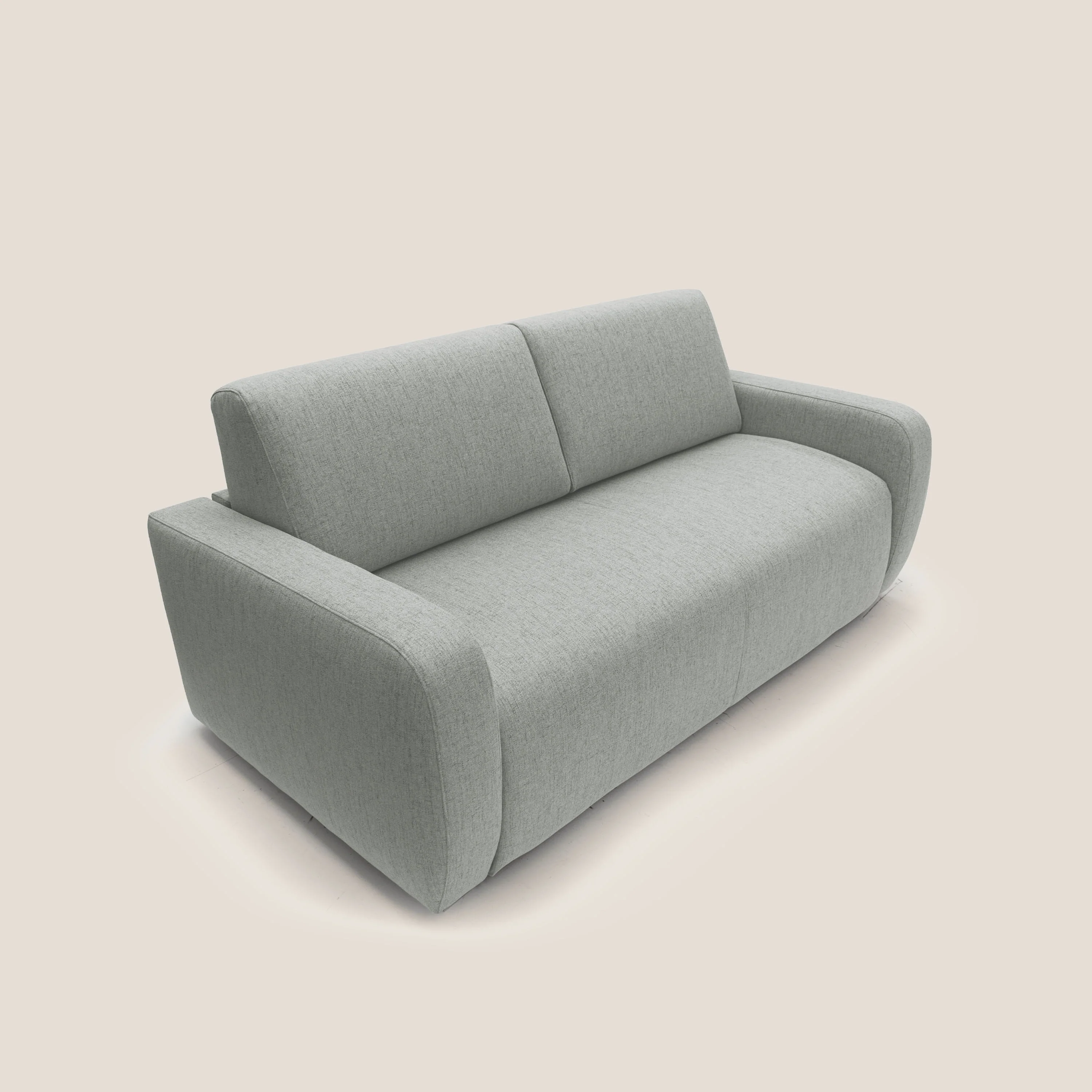 Duna Canapé lit convertible matelas 20cm en tissu doux flammé imperméable T03 gris clair - Image 4